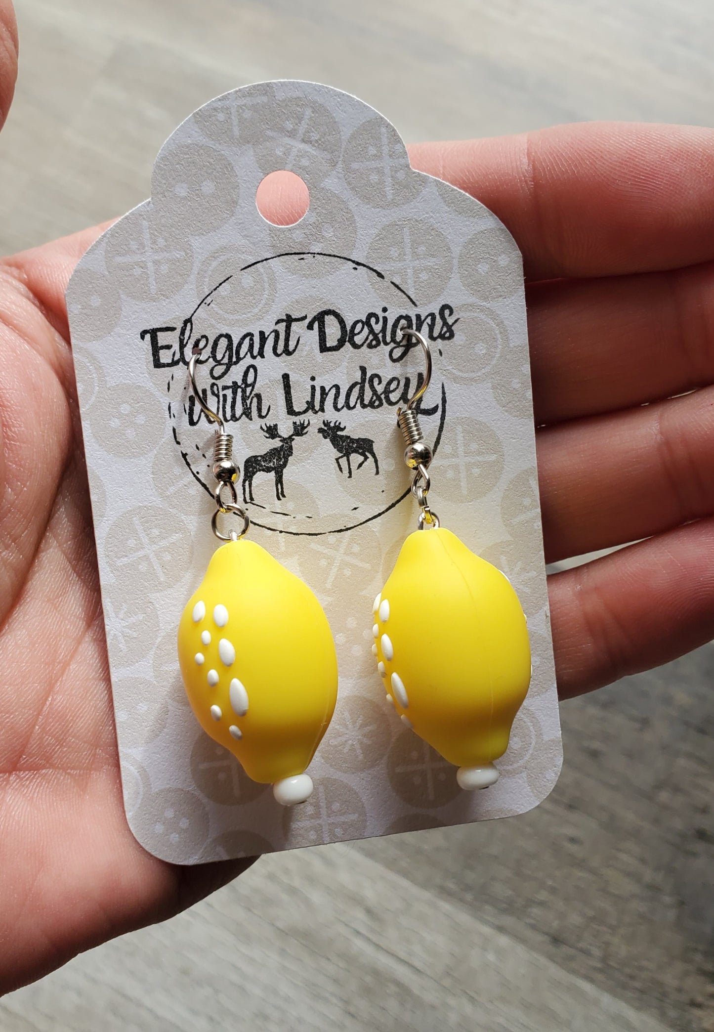 3D Whole Lemon Silicone Bead Earrings