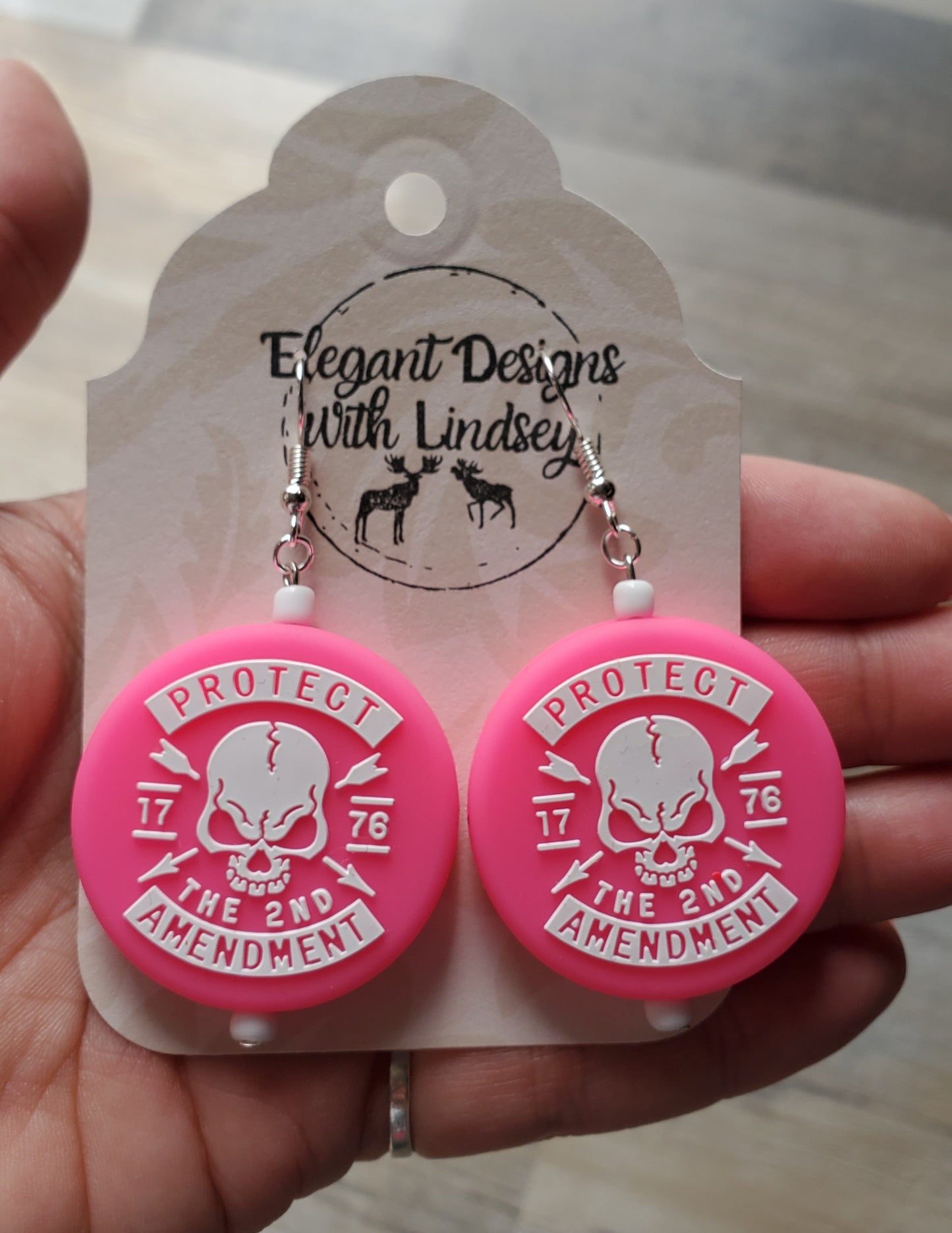 Protect the 2nd Hot Pink Silicone Bead Earrings