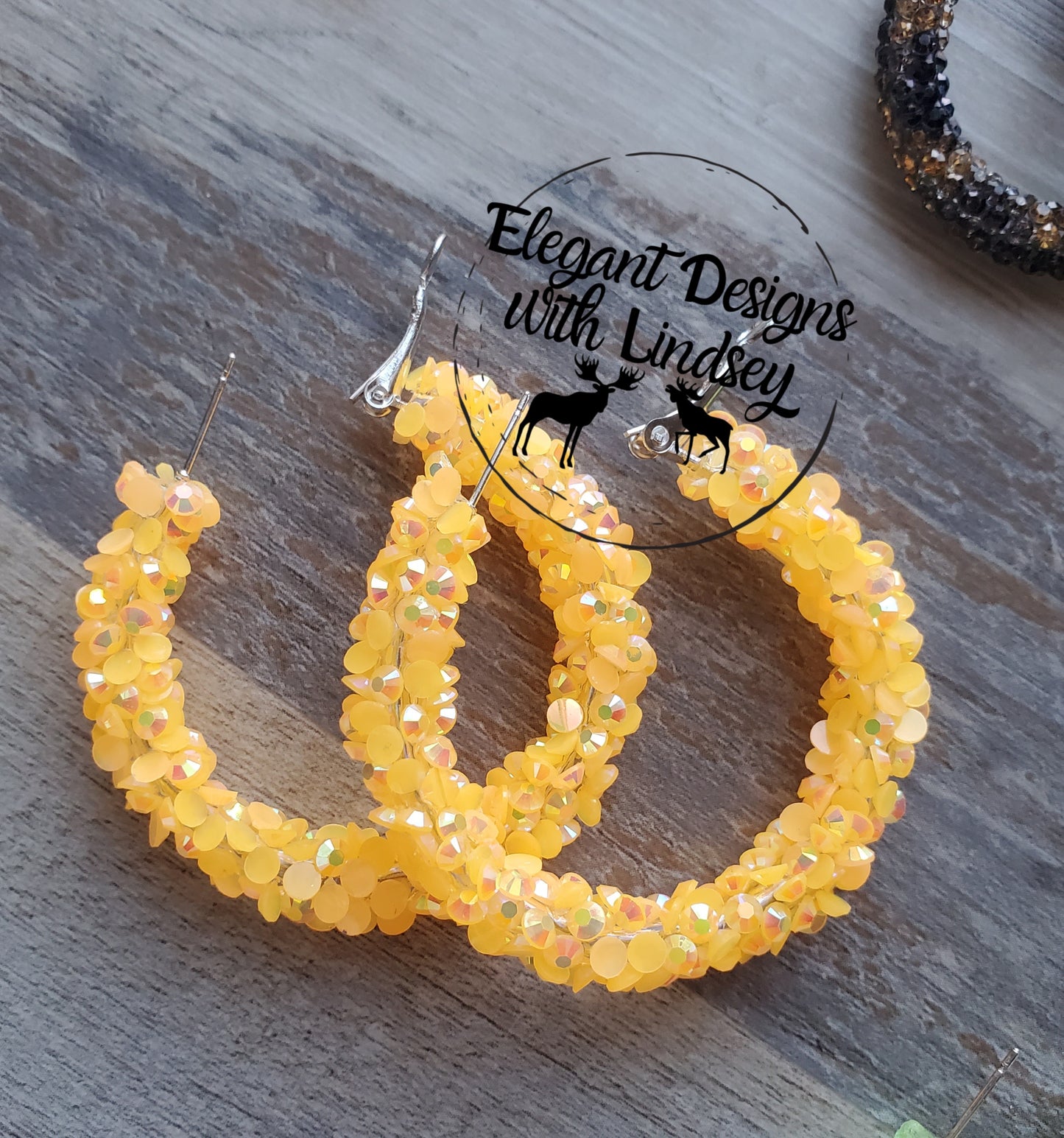 Orange Sherbet Large Chunky Rhinestone Hoop Earrings