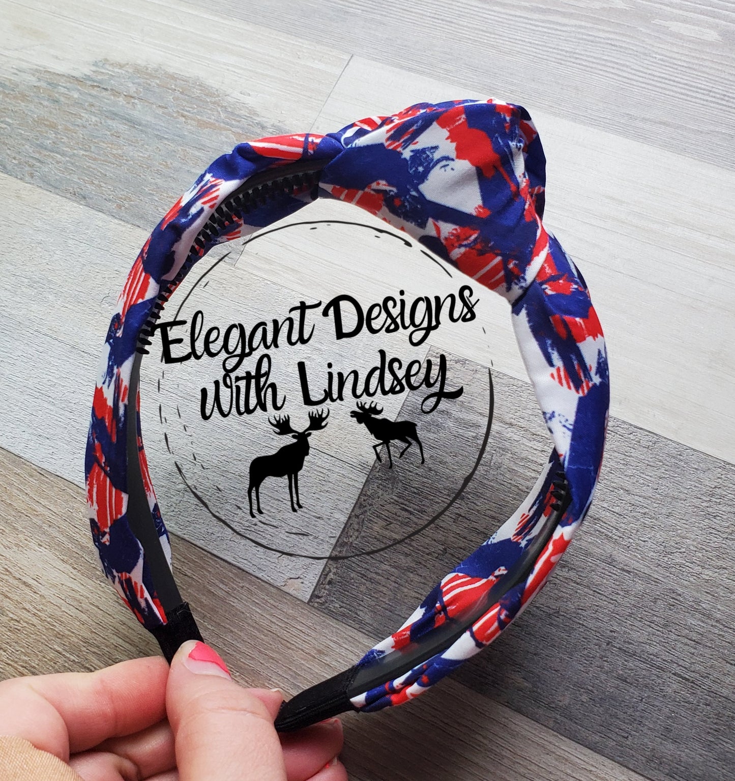 Patriotic Topknot Headband Red,White&Blue Brush Strokes