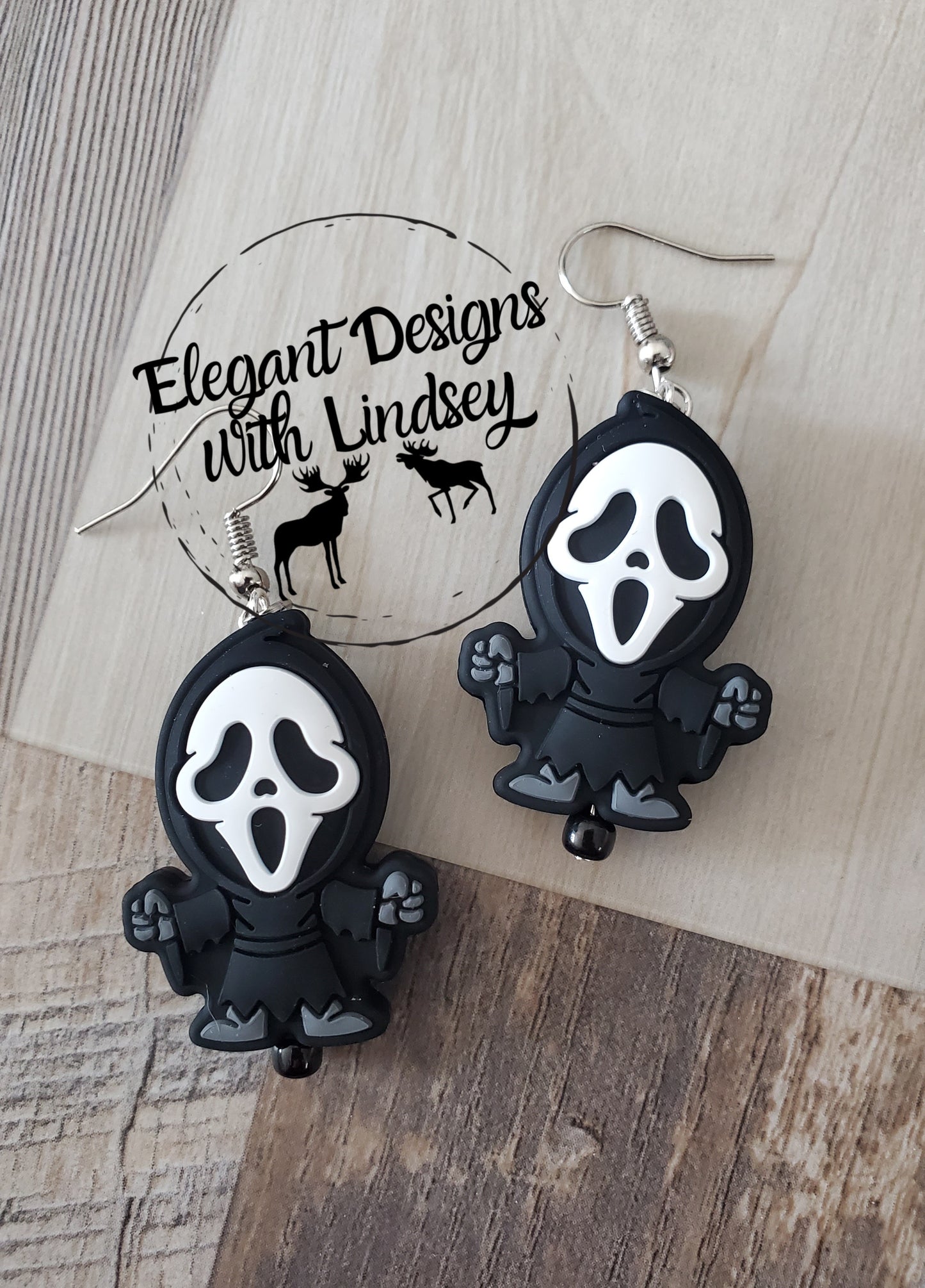 Ghost Face Silicone Bead Earrings
