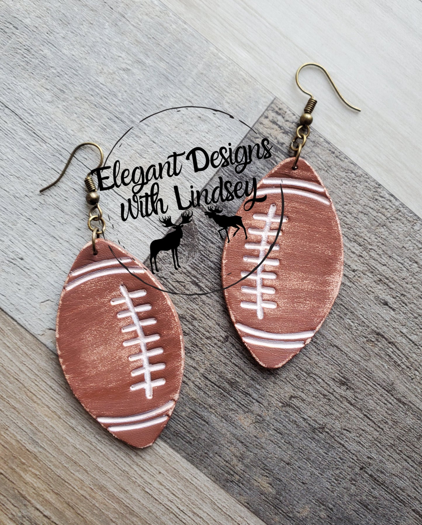 Football Genuine Leather Earrings -Large one layer