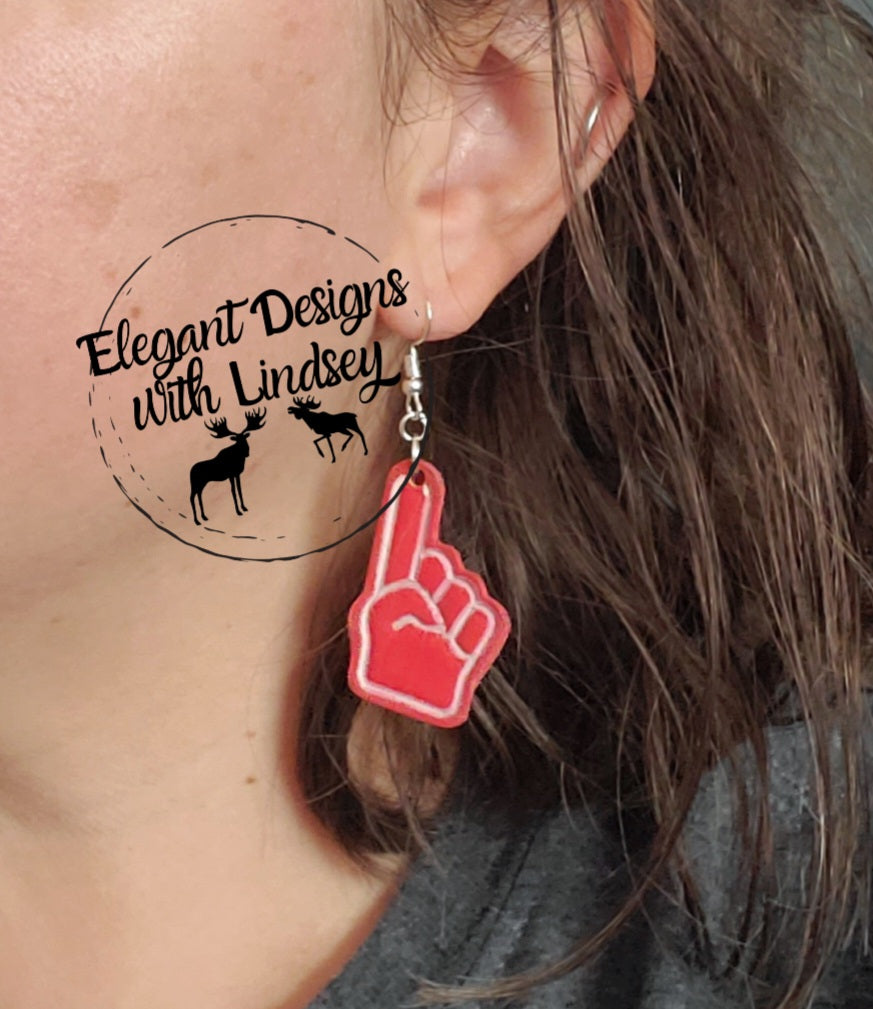 Foam Fingers Genuine Leather Earrings