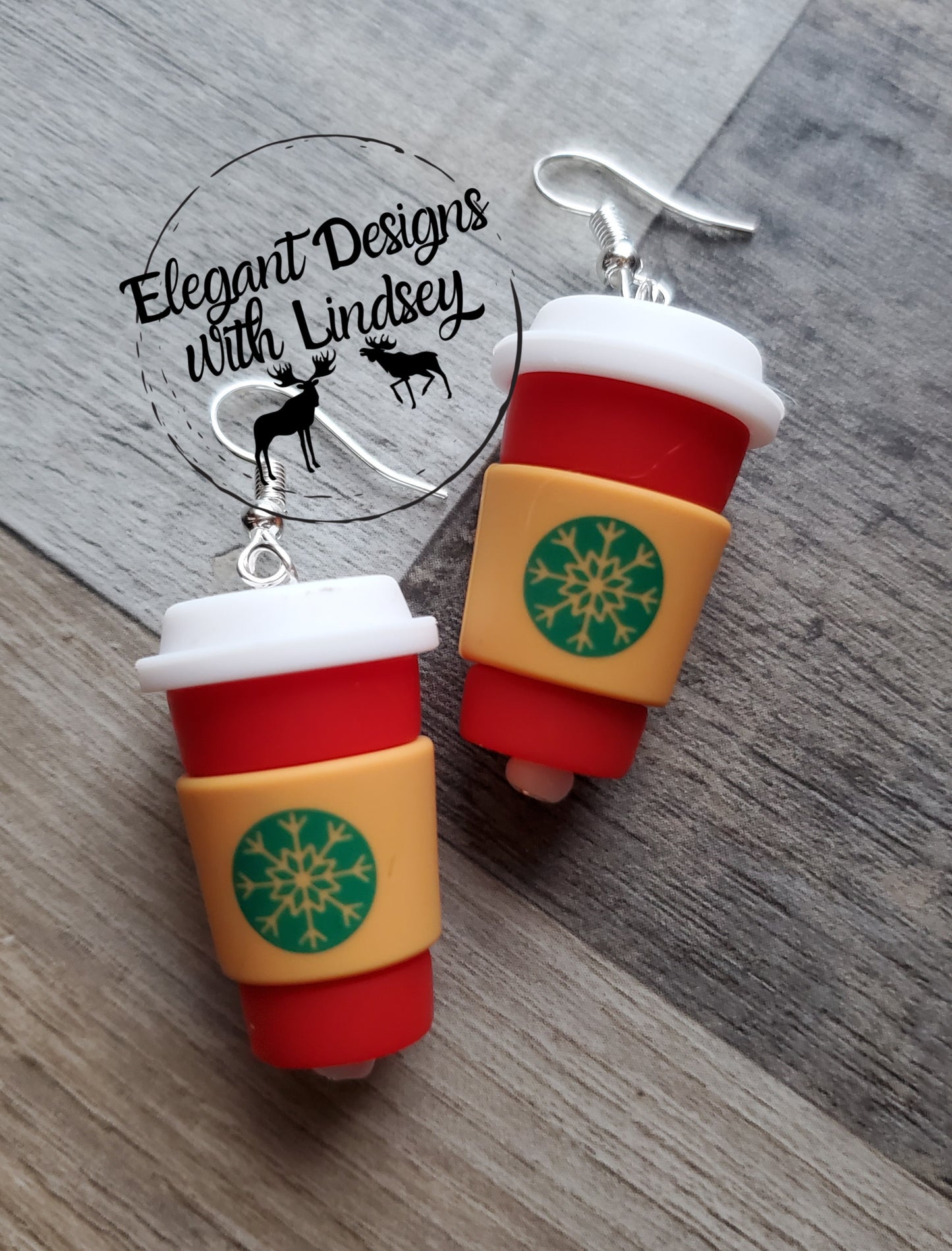 Snowflake 3D Coffee Silicone Bead Earrings