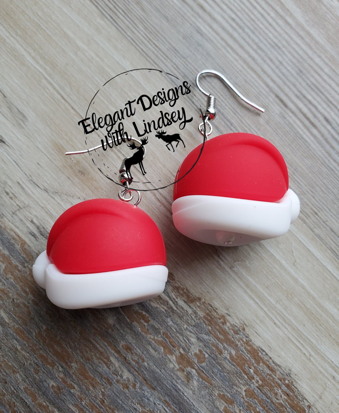 Santa Hat Silicone Bead Earrings