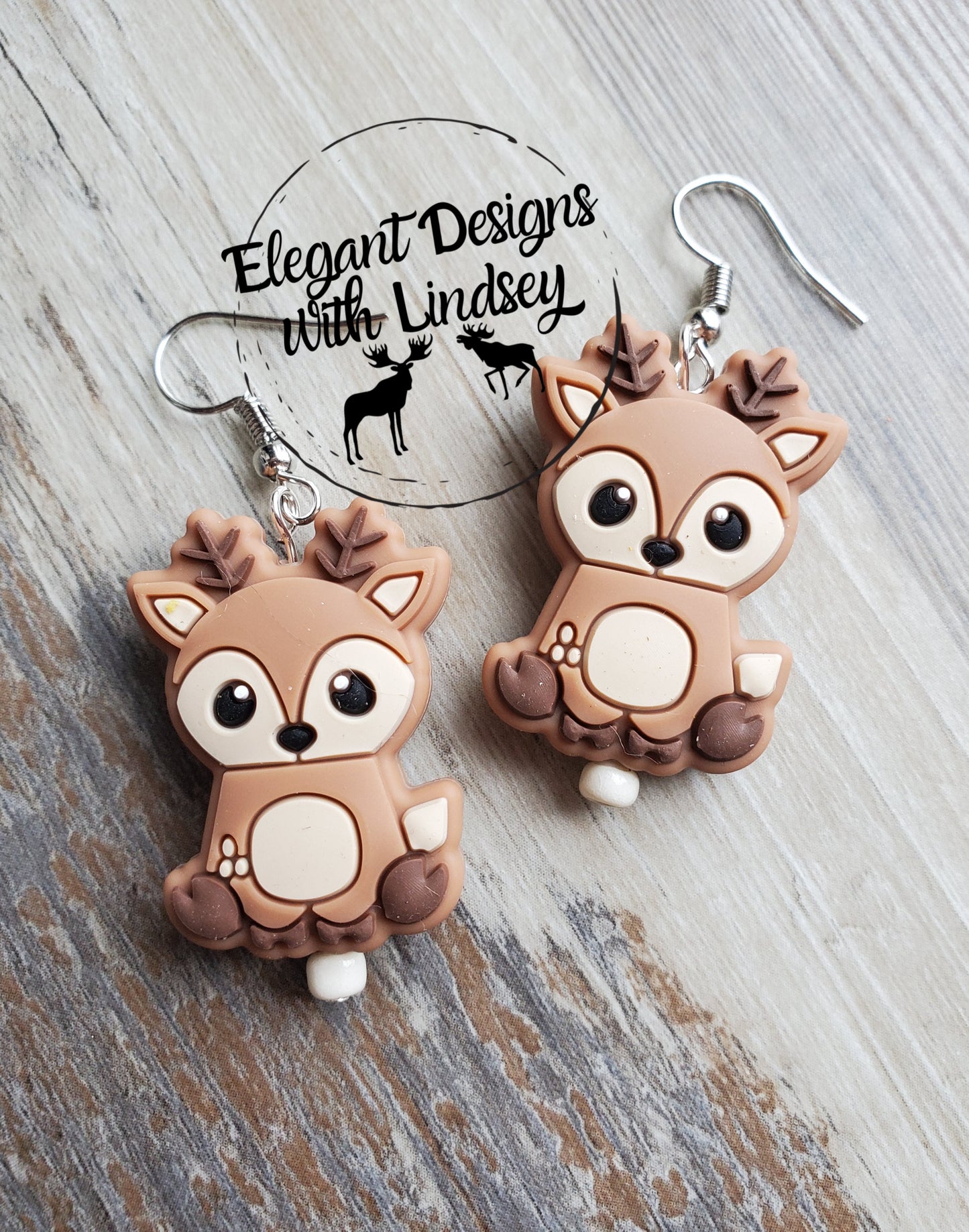 Baby Brown Deer Silicone Bead Earrings