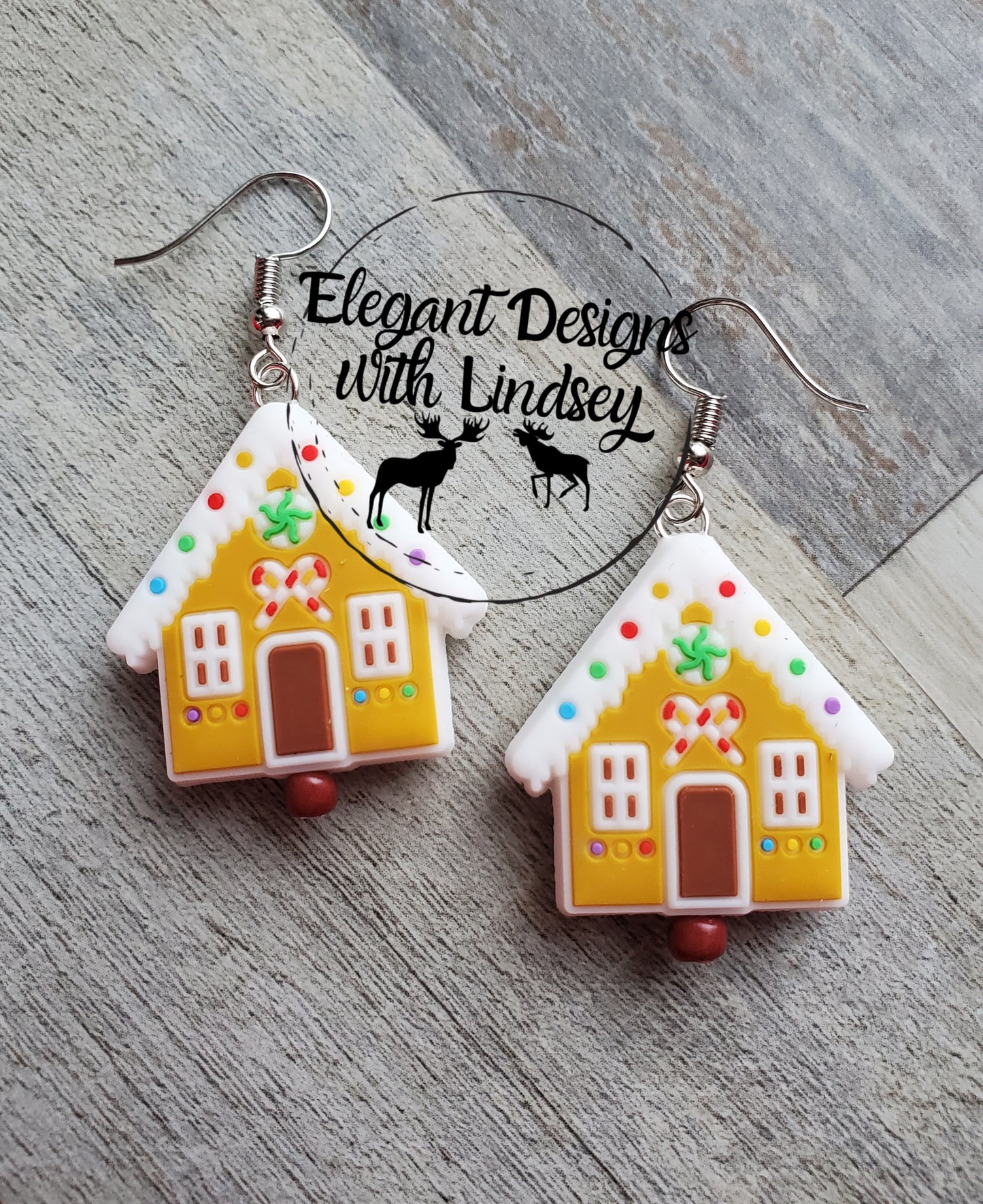 Gingerbread House Silicone Bead Earrings