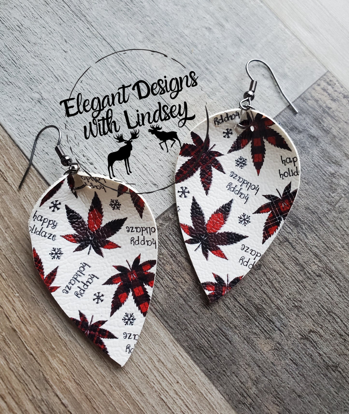 Happy Holidaze Pinched Faux leather earrings