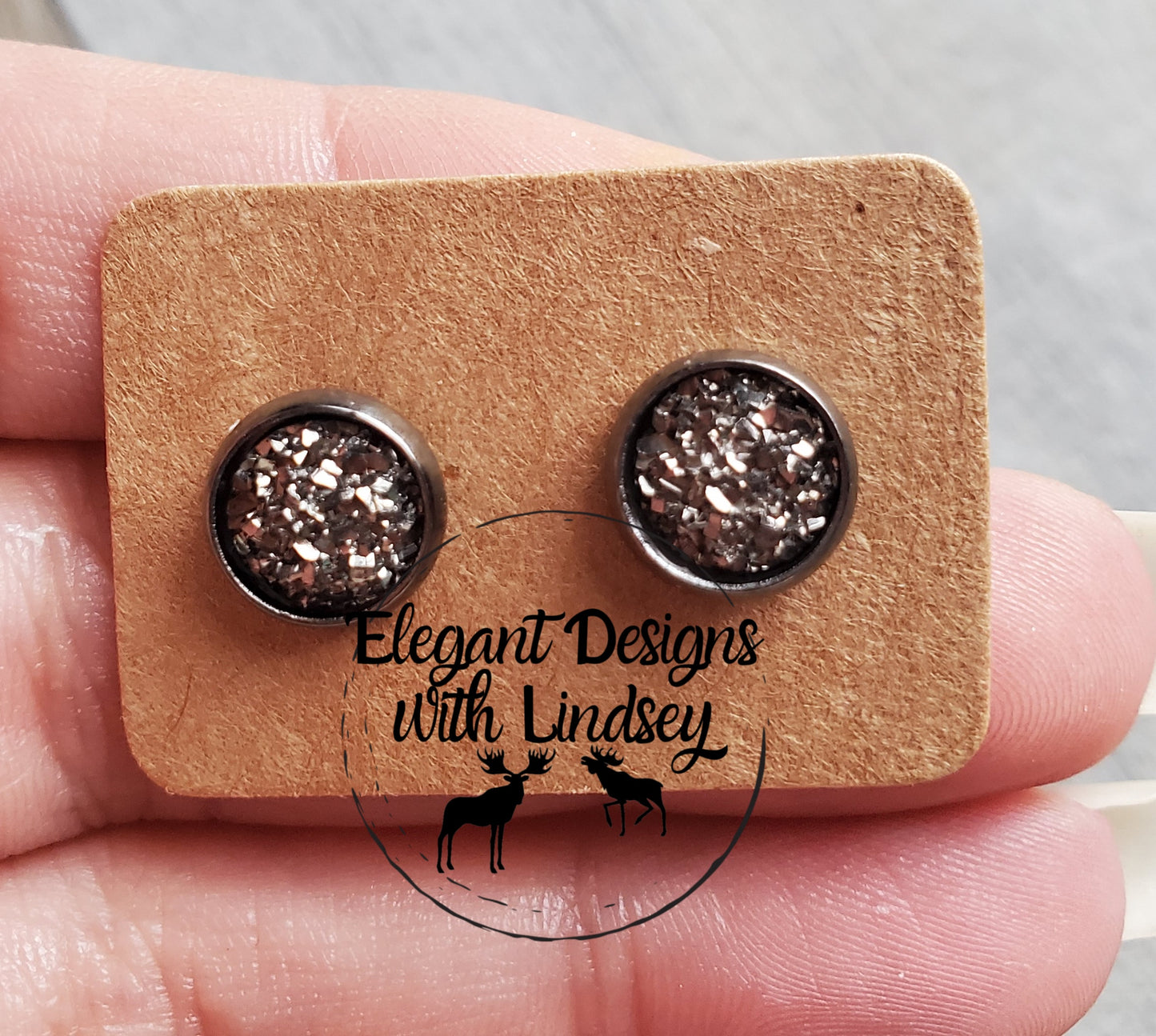 Dark "Metal" Dusty Acrylic Stud Earrings
