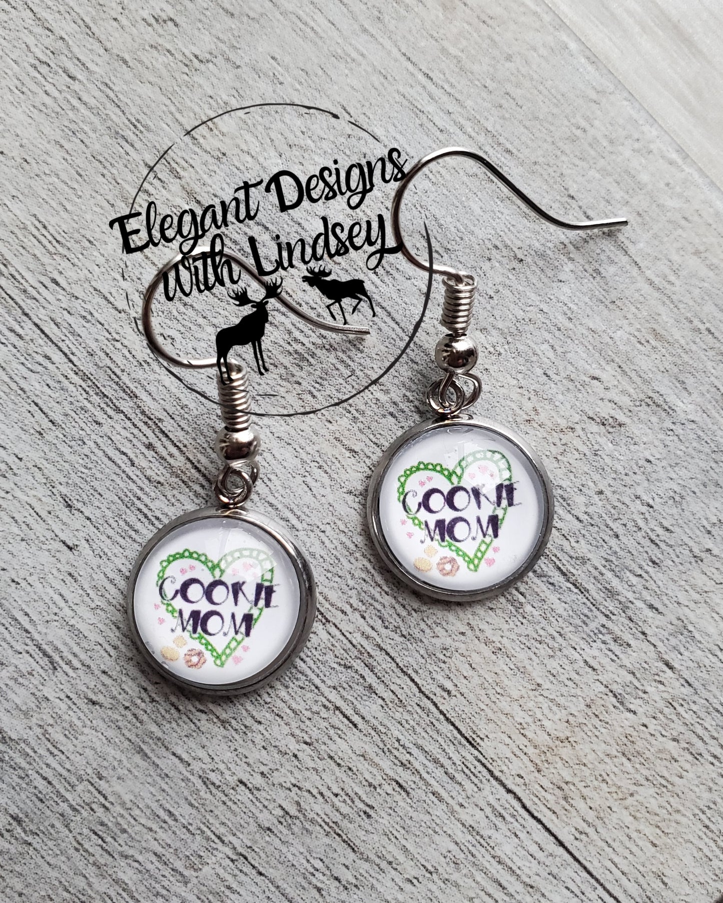 Glass Cookie Mom Stud/Dangle Earrings