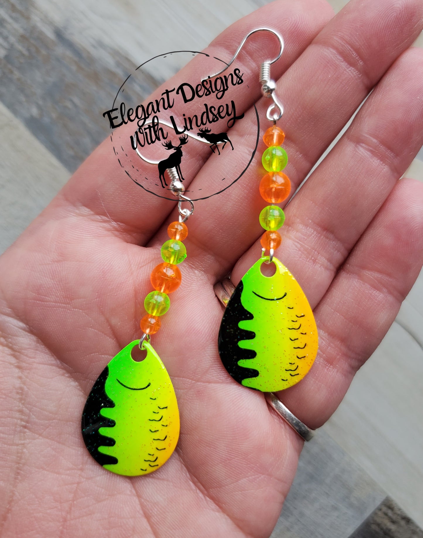 Chartreuse Perch Spinner Earrings