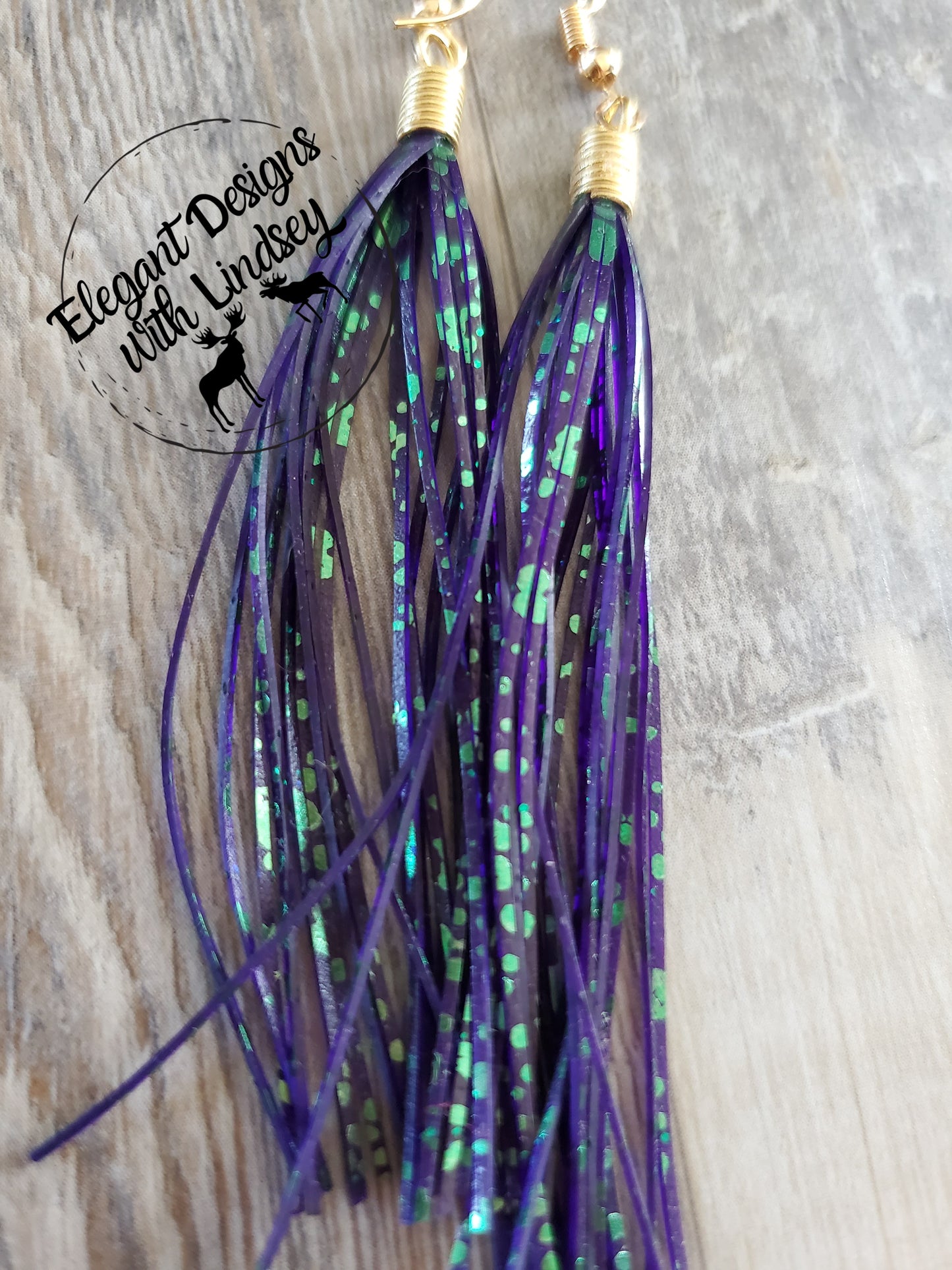 Junebug Purple/Green Skirt Fringe Earrings