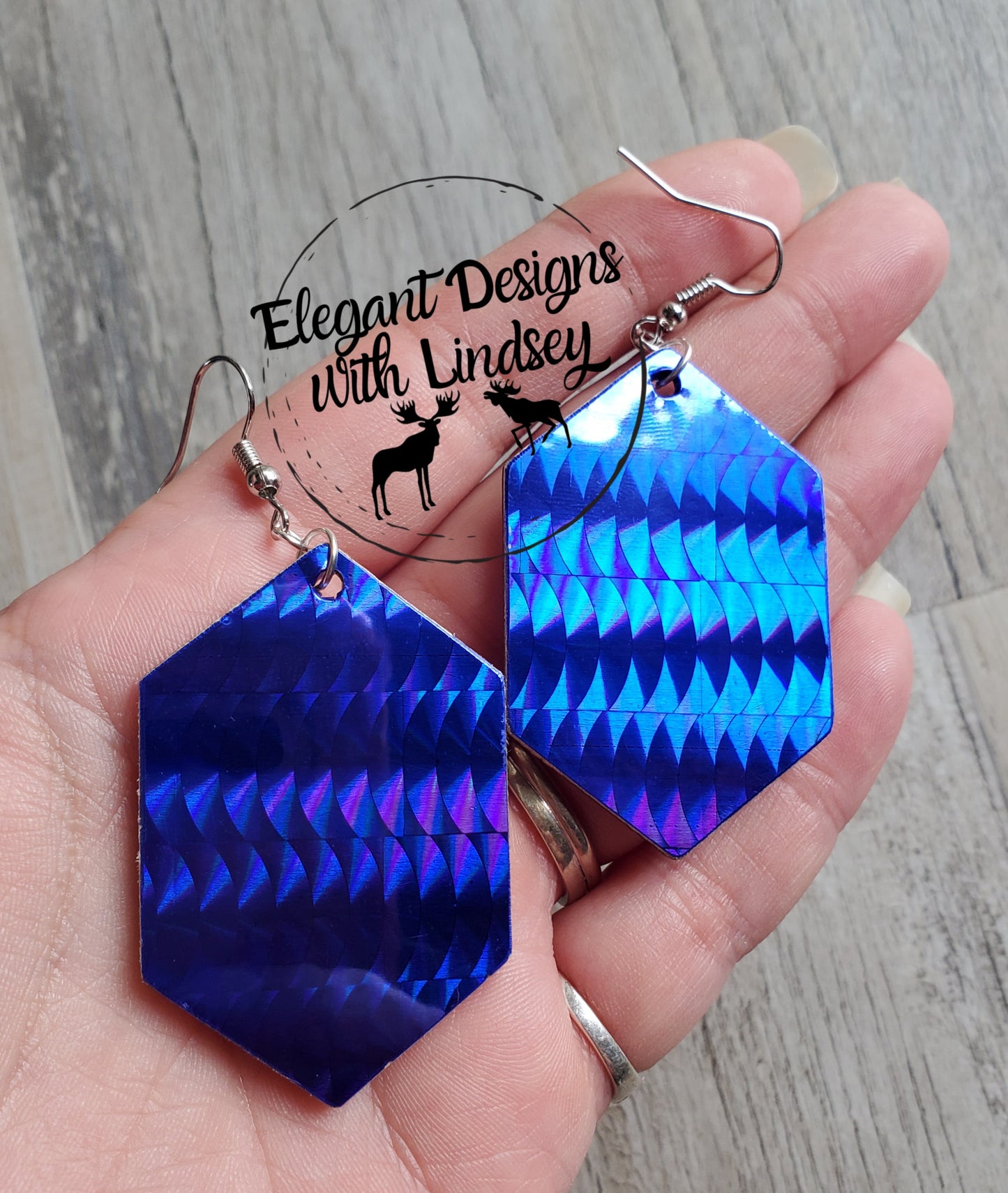 Squiggles Blue Wood Earrings