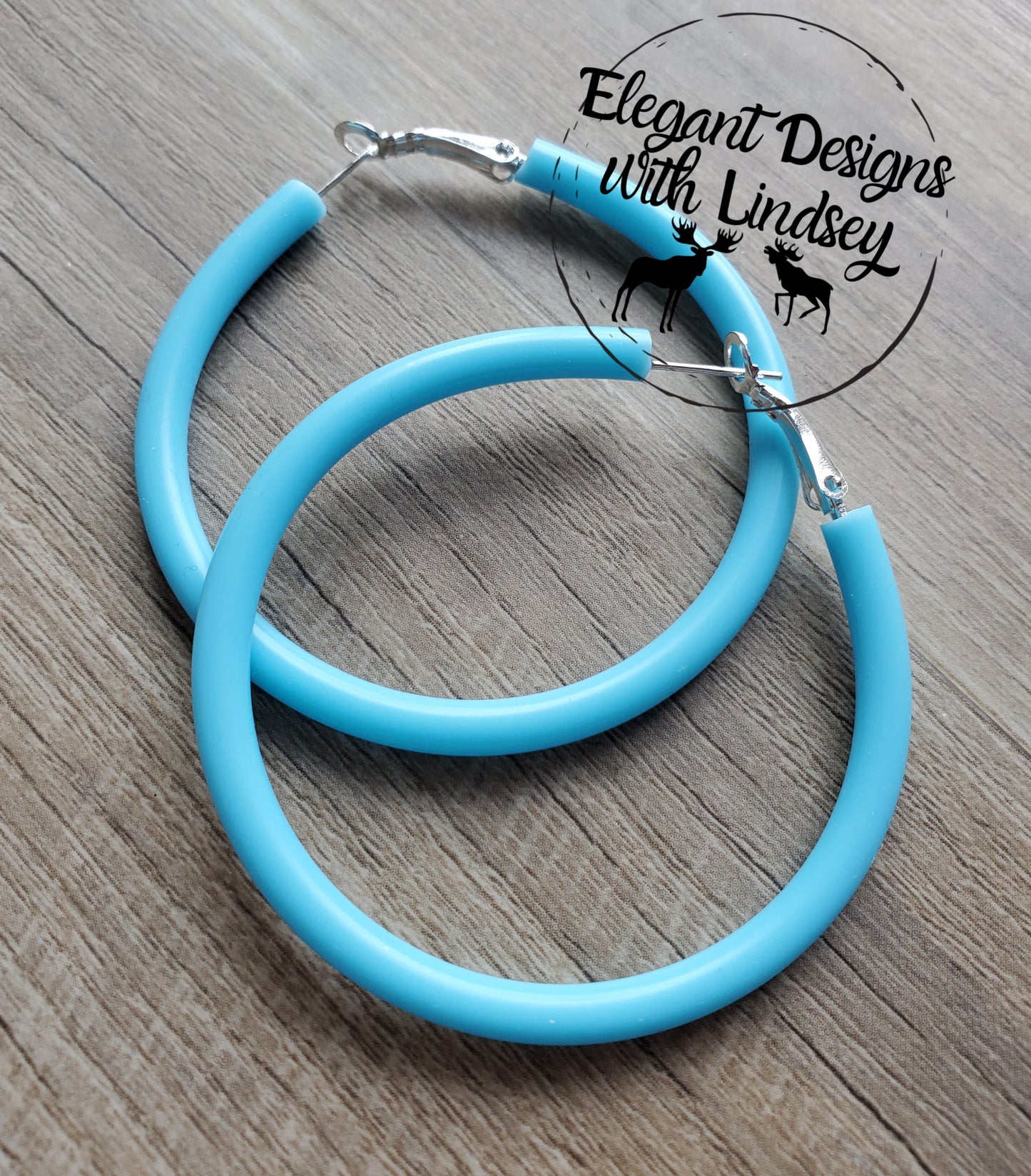 Pool Party Light Blue Hoop Earrings