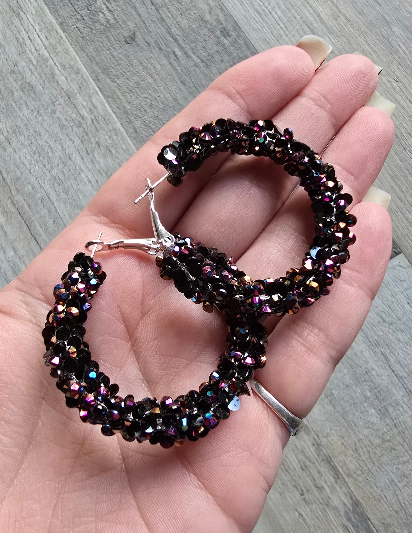 Purple Rain Super Chunky Rhinestone Hoop Earrings