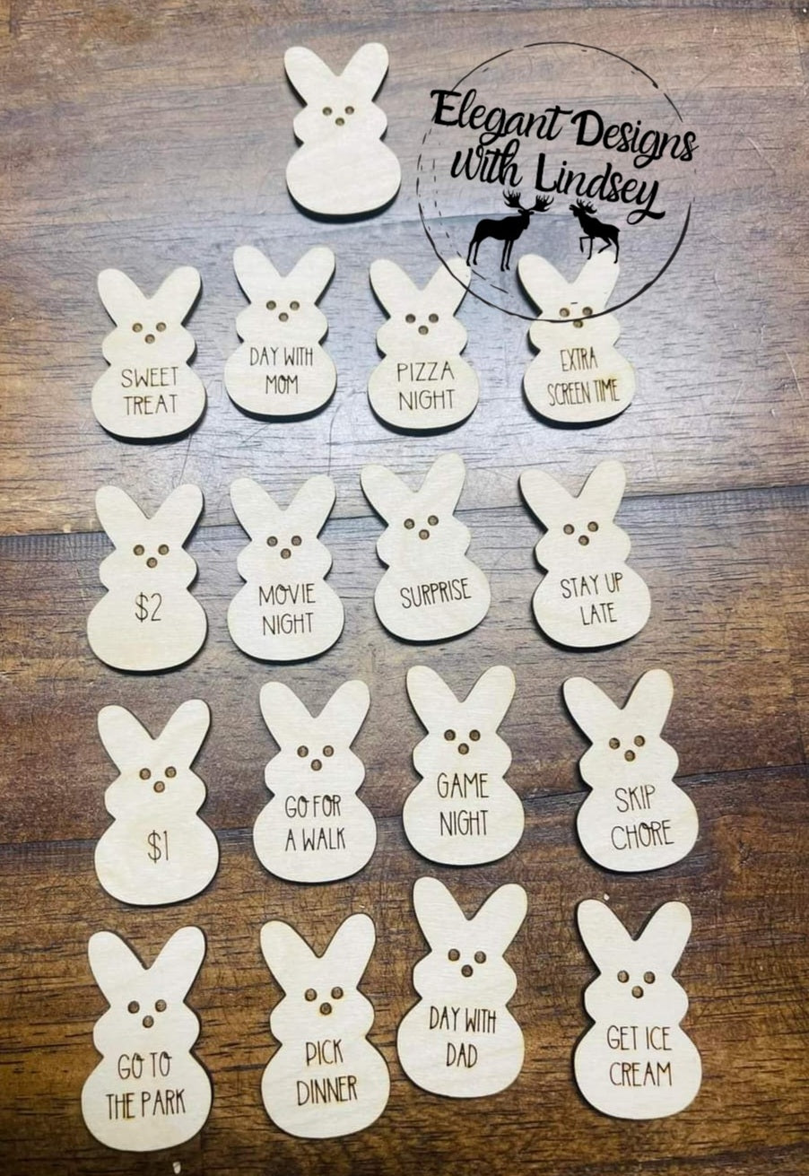 Full Set Bunny Easter Egg Wood Tokens