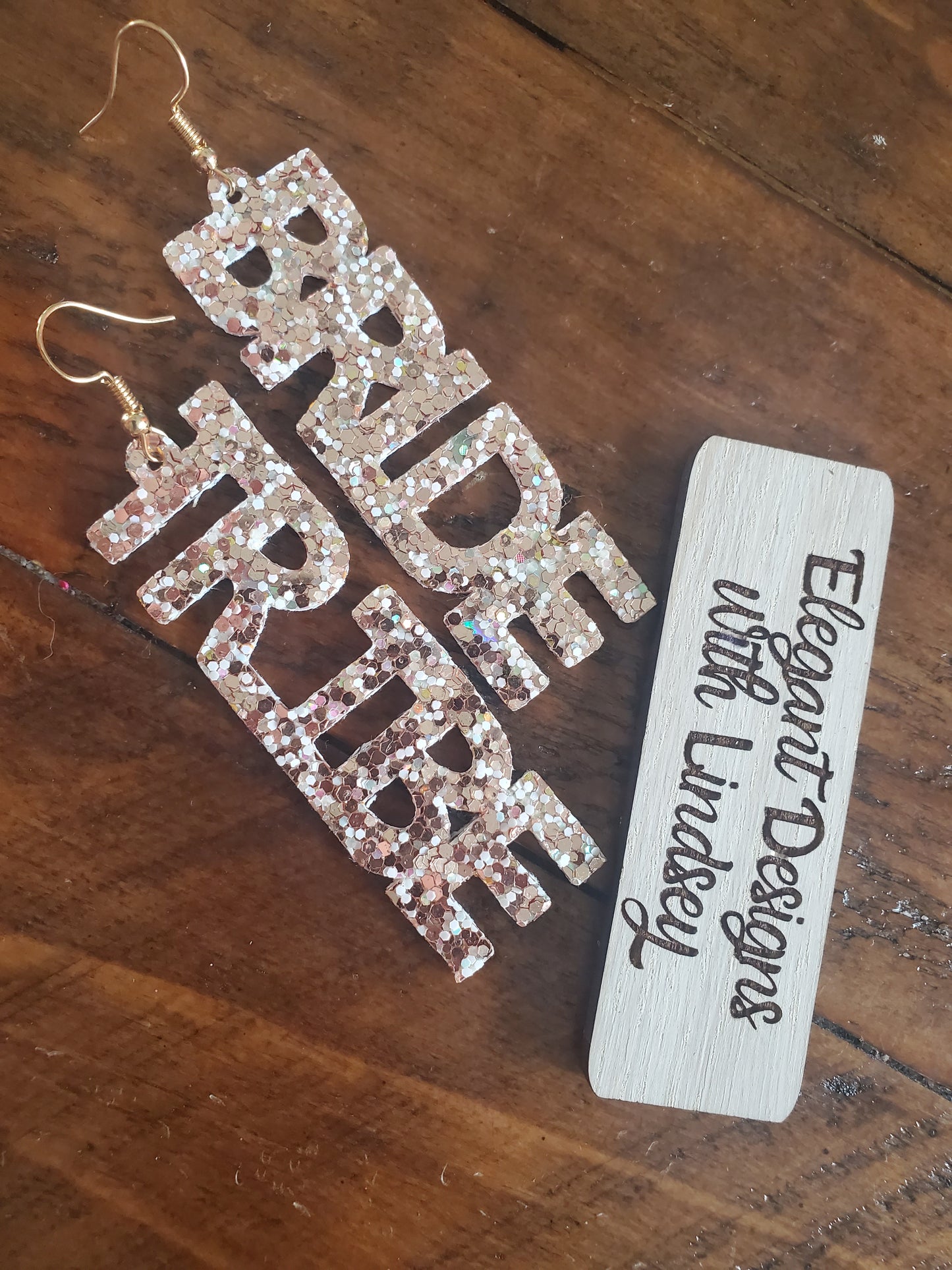 Bride tribe faux leather earrings