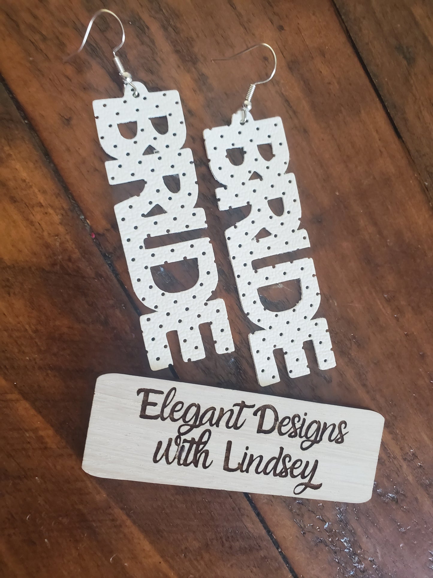 Bride faux leather earrings