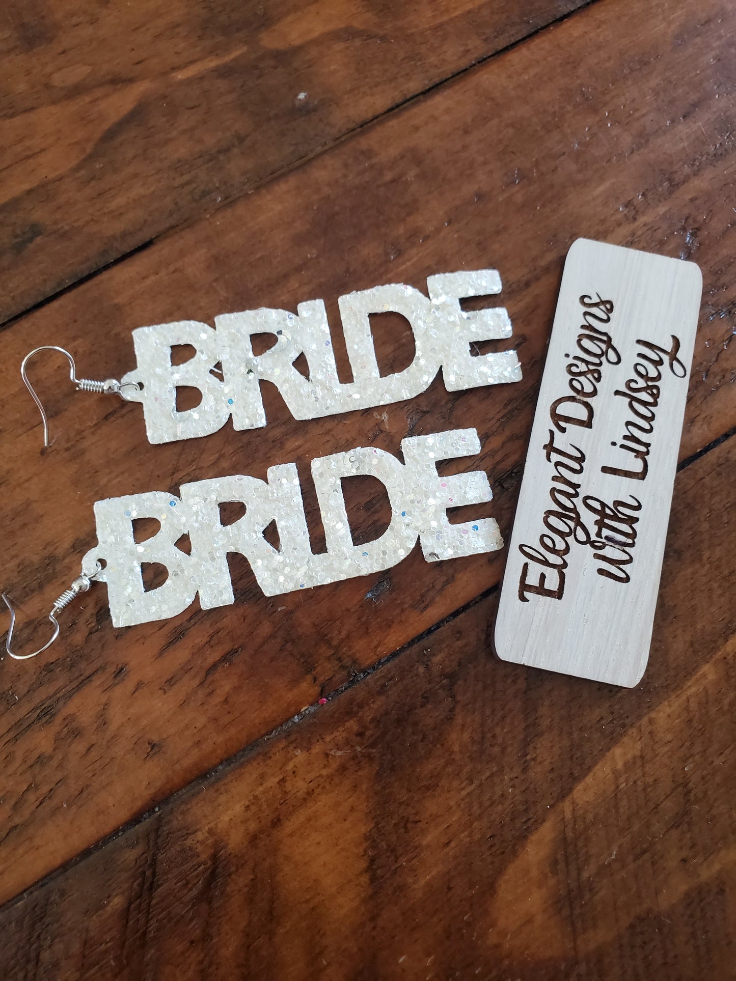 Bride faux leather earrings
