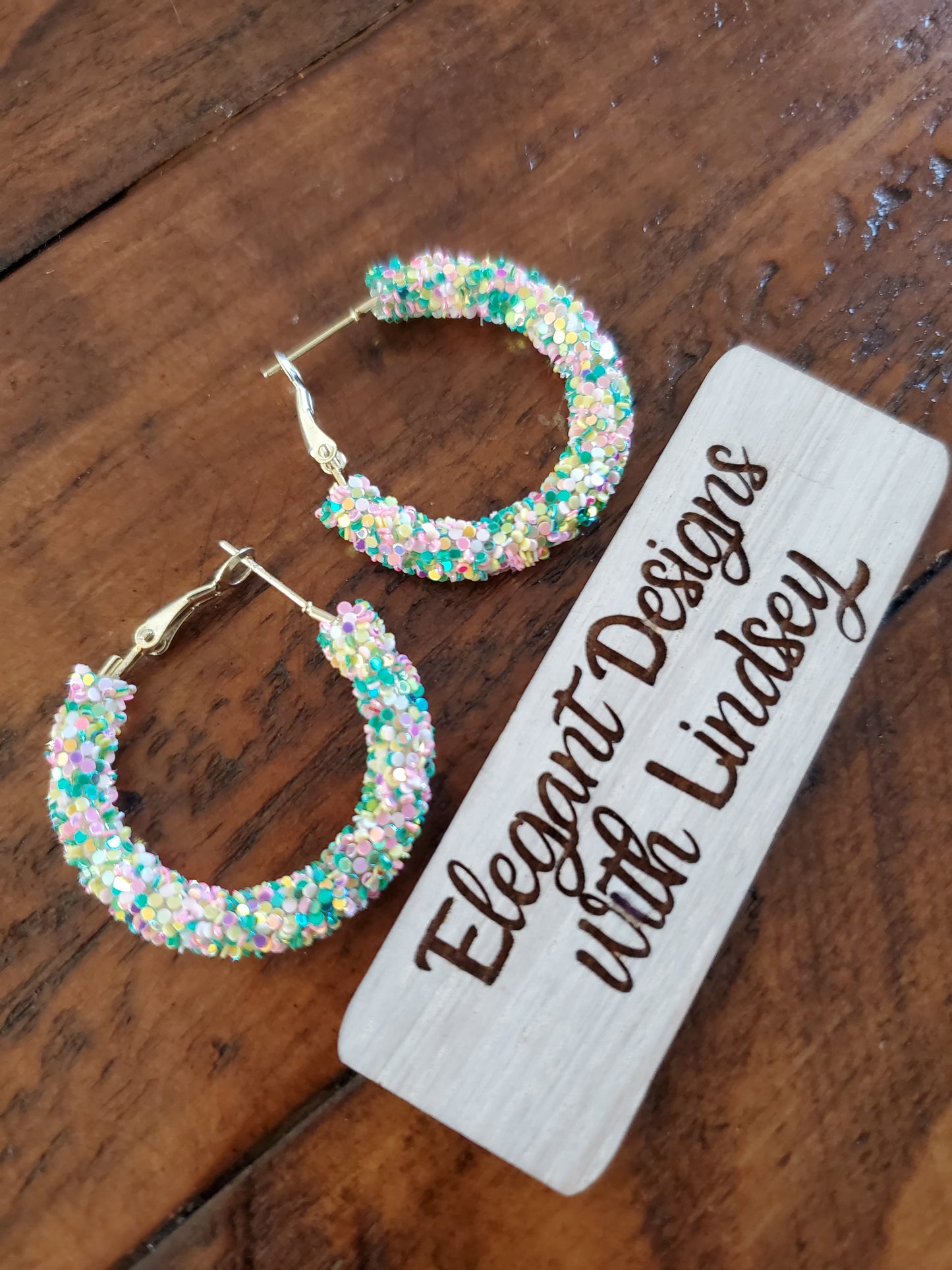 Easter Color Glitter Hoop earrings