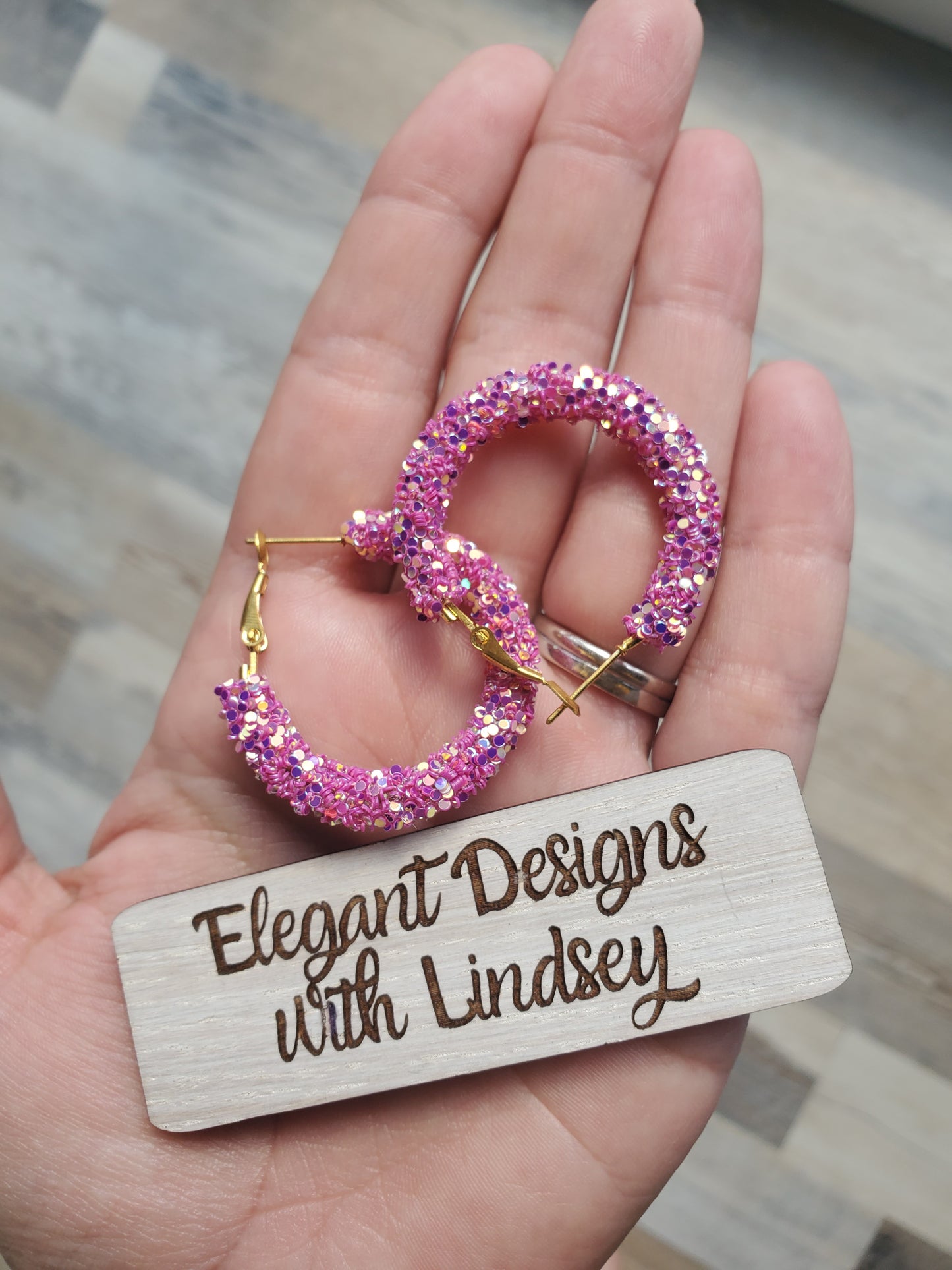 Purple Glitter Hoop earrings