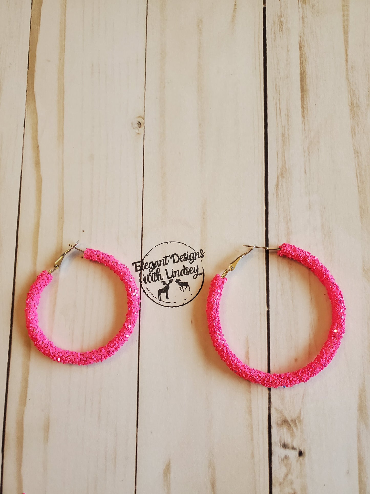 Pink glitter hoops
