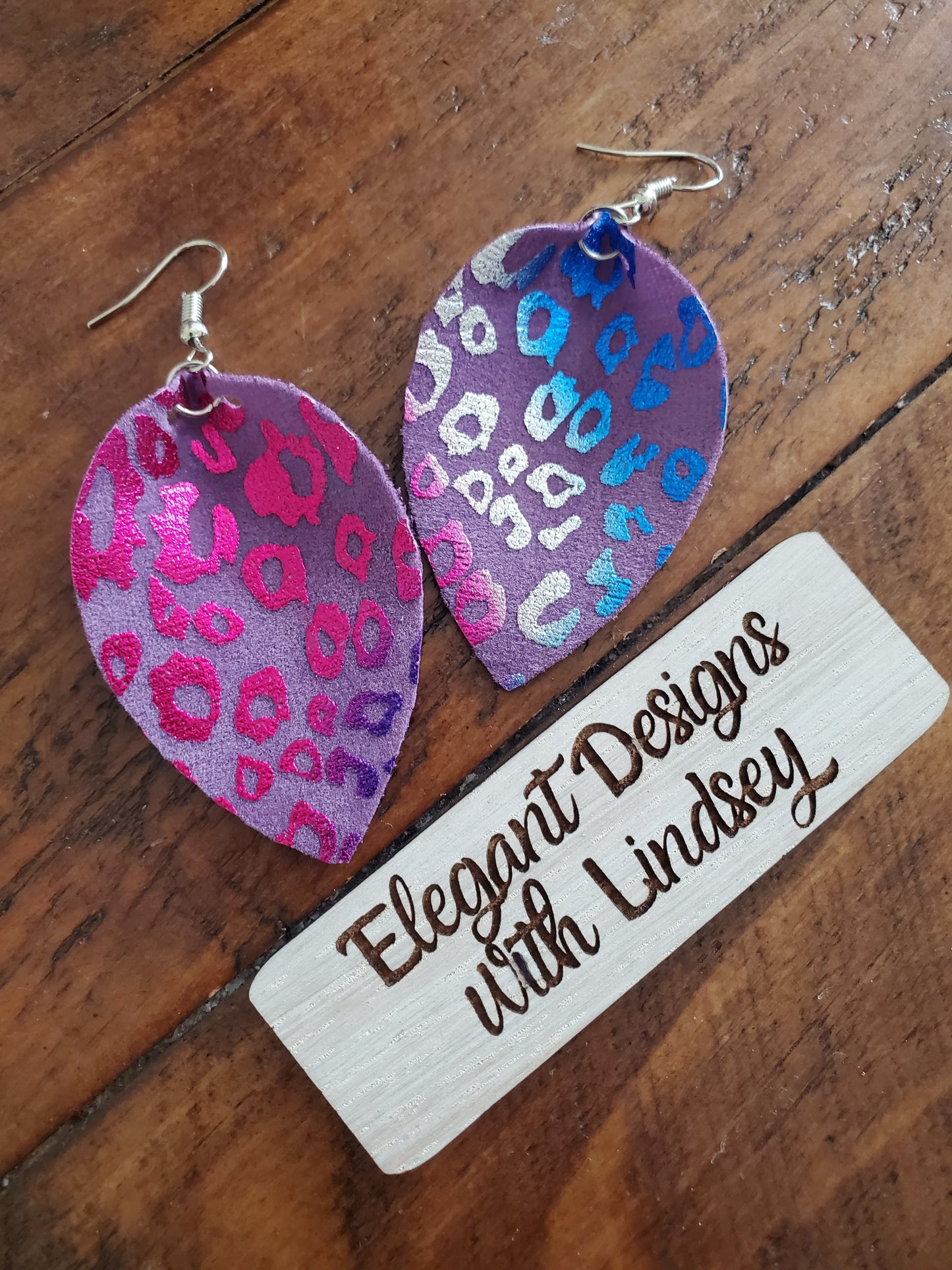 Purple Lisa Faux leather earrings