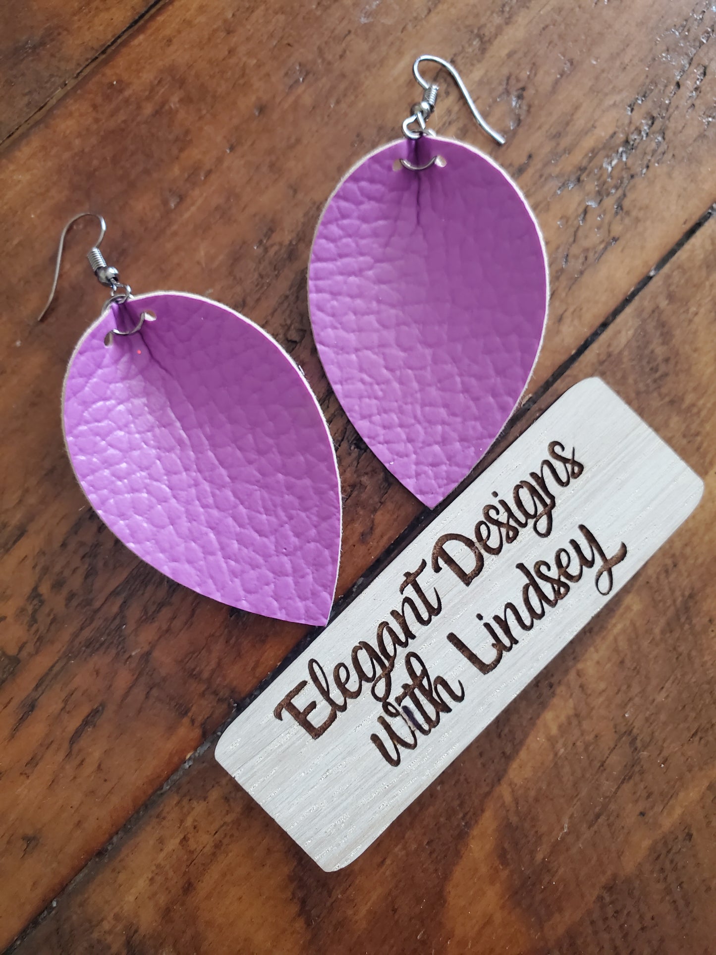 Purple Faux leather earrings