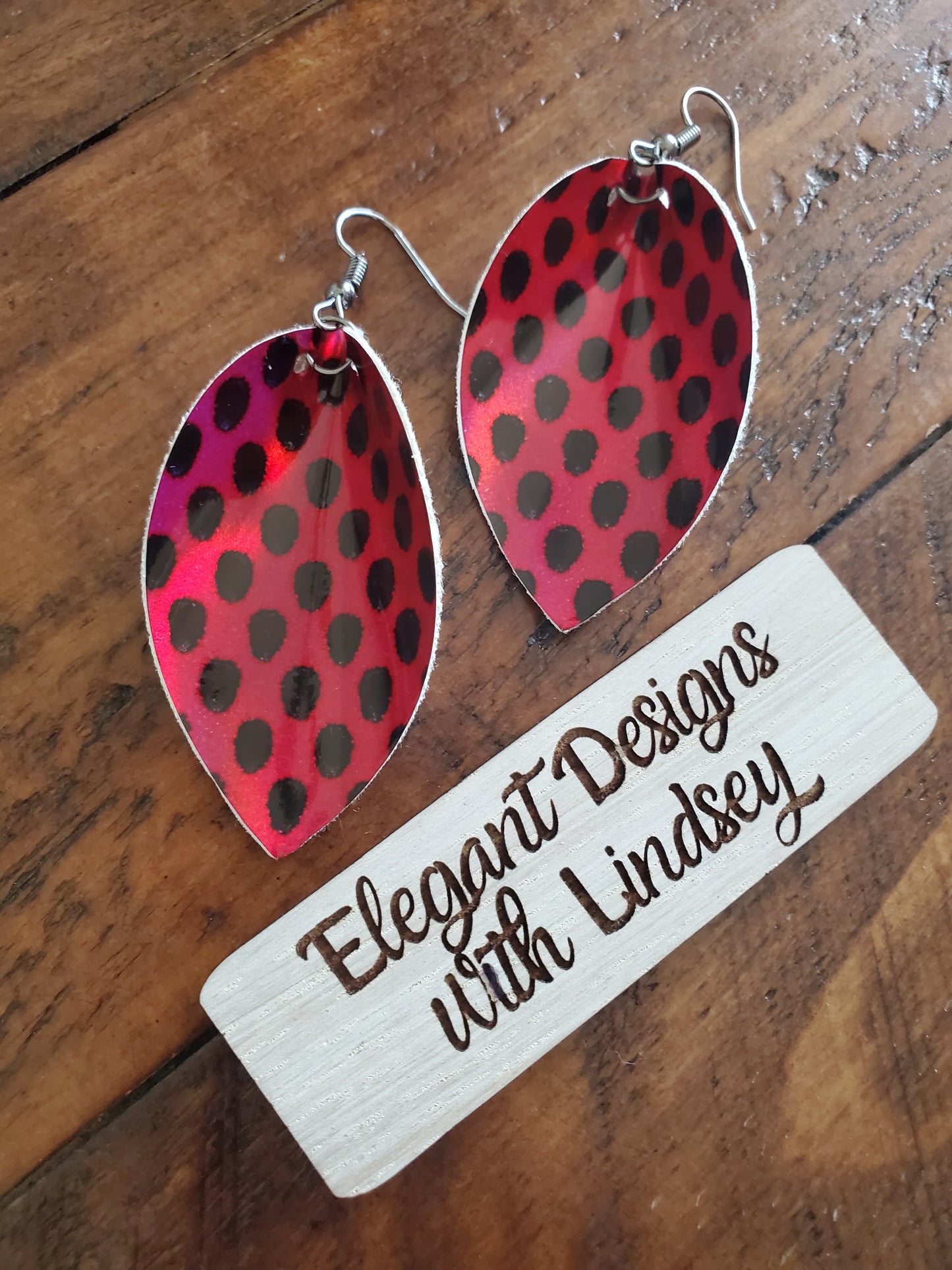 Watermelon shiny Faux leather earrings