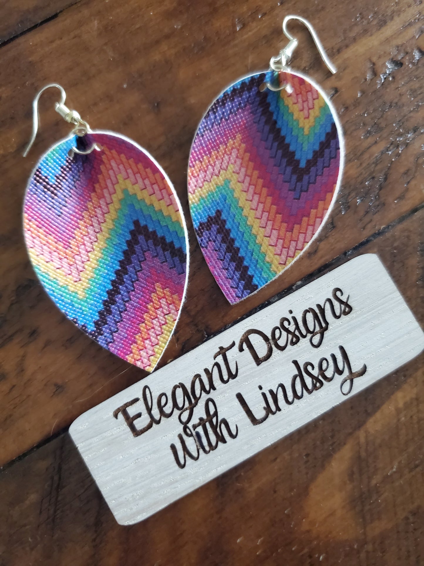 Pixel Rainbow Faux leather earrings