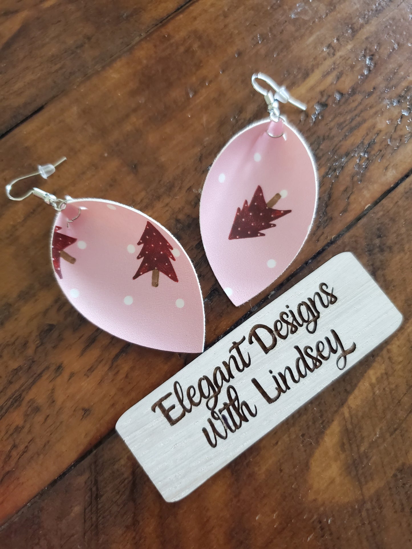 Pink polka-dot Holiday Faux leather earrings