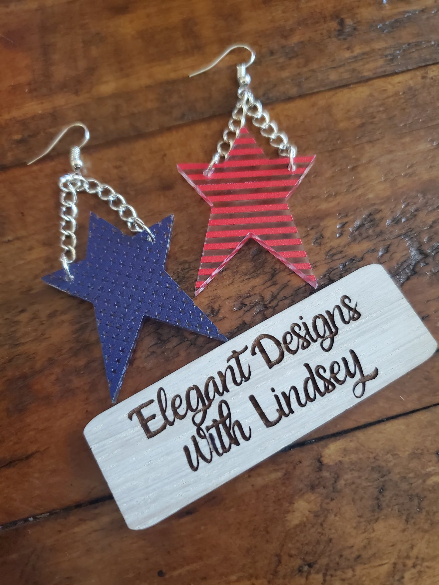 Patriotic Stars Acrylic Earrings