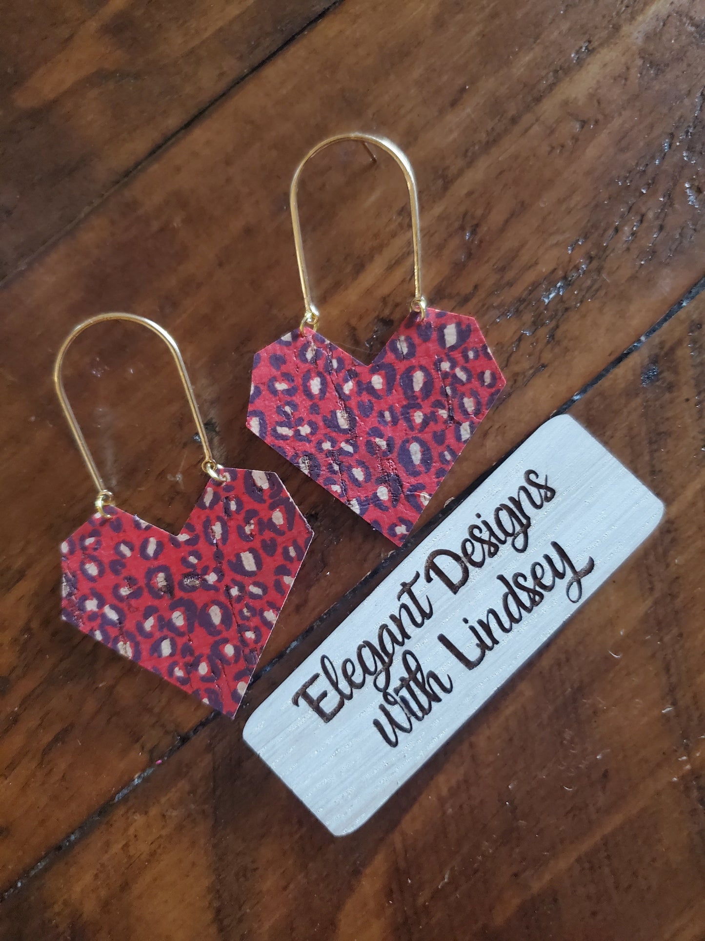 Faux leather heart earrings