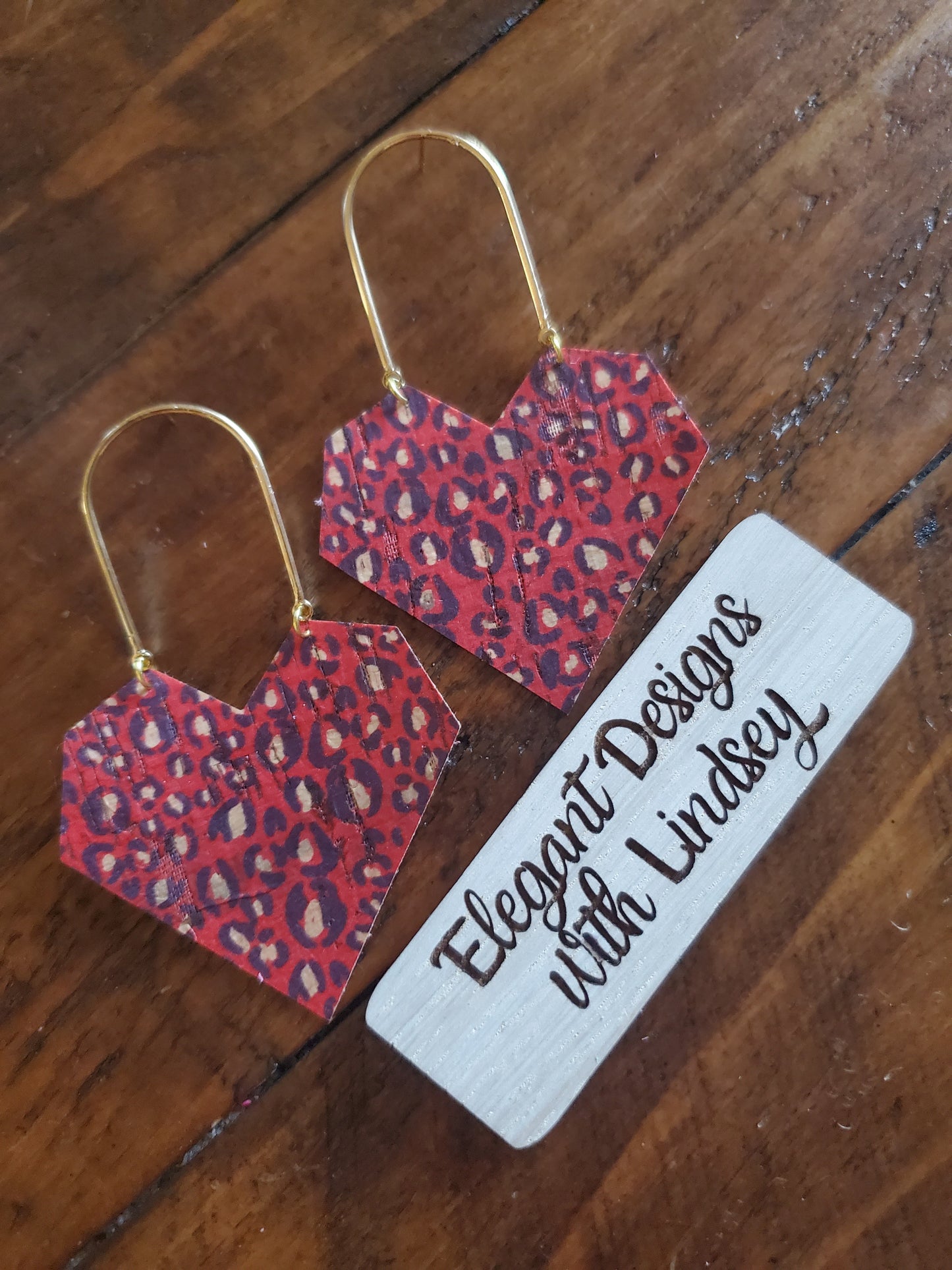 Faux leather heart earrings