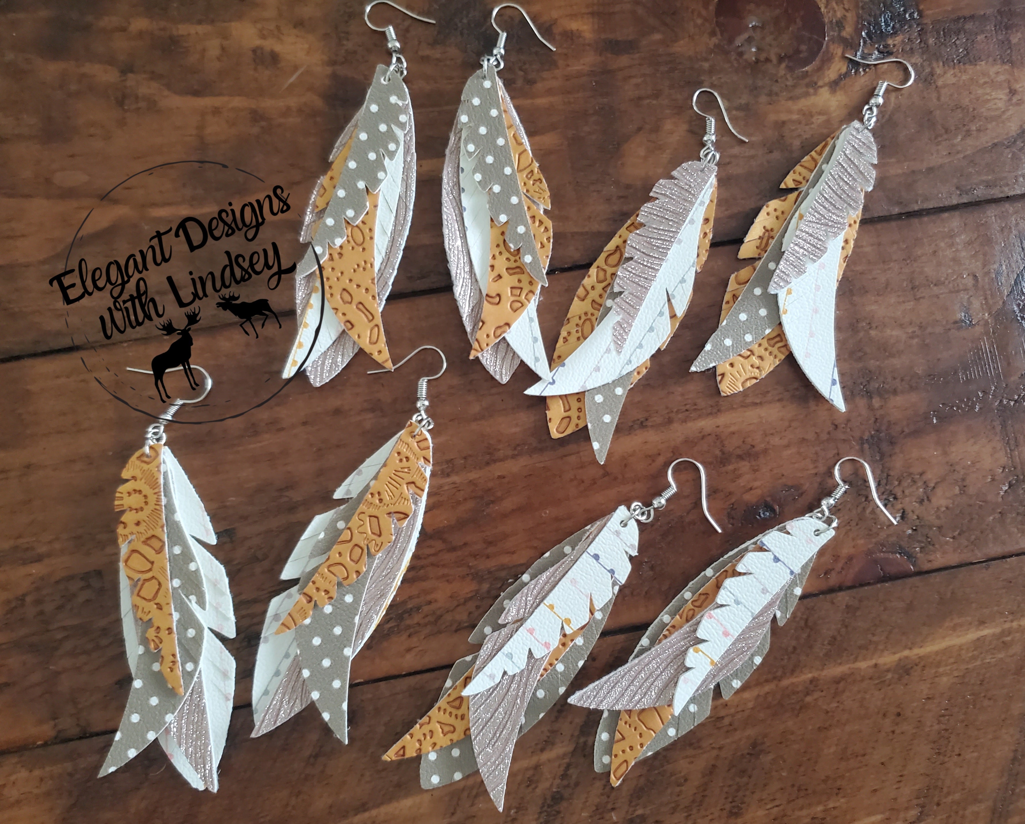 Boho leather earrings on sale