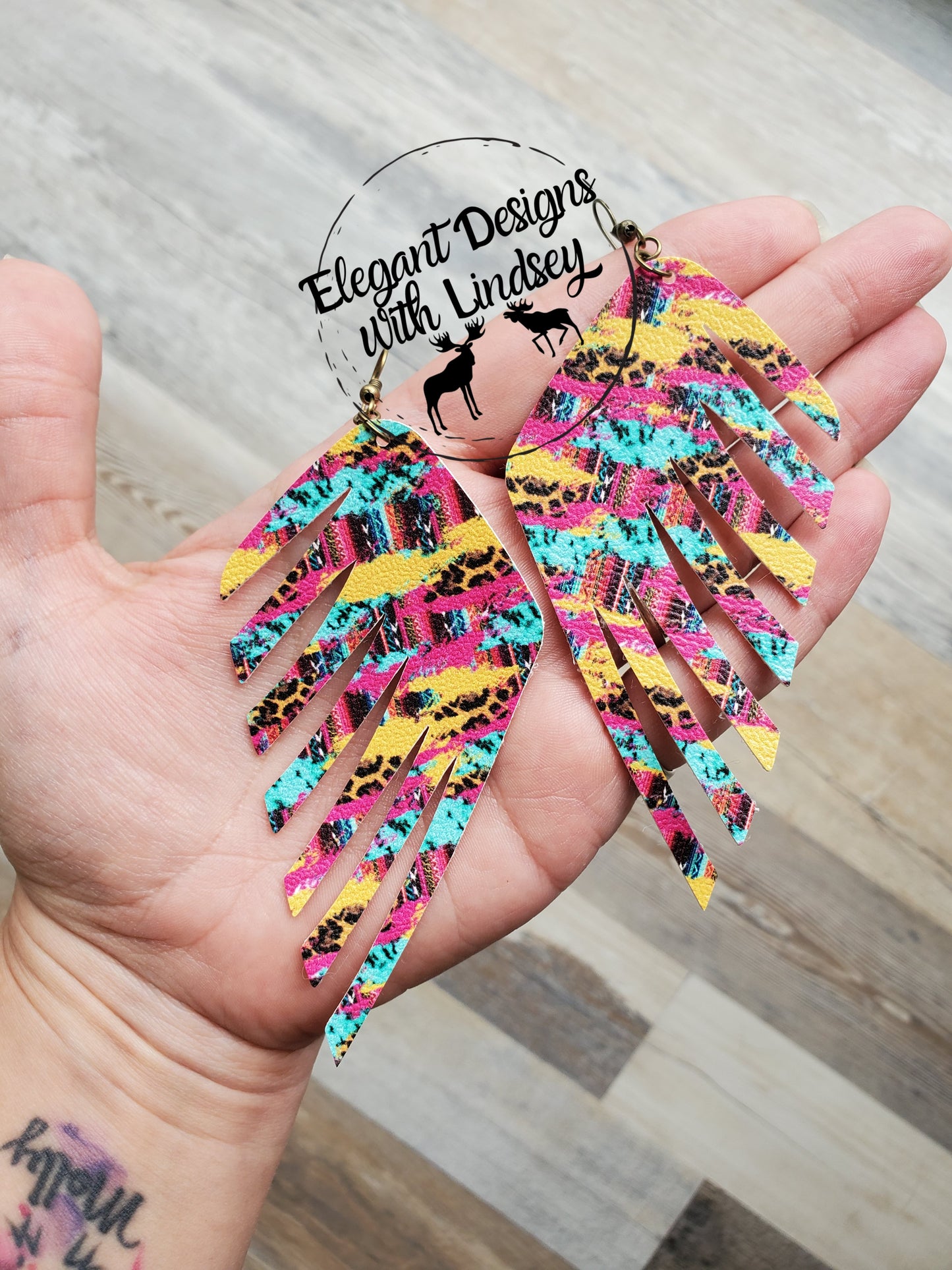 Funky Feather Faux leather earrings