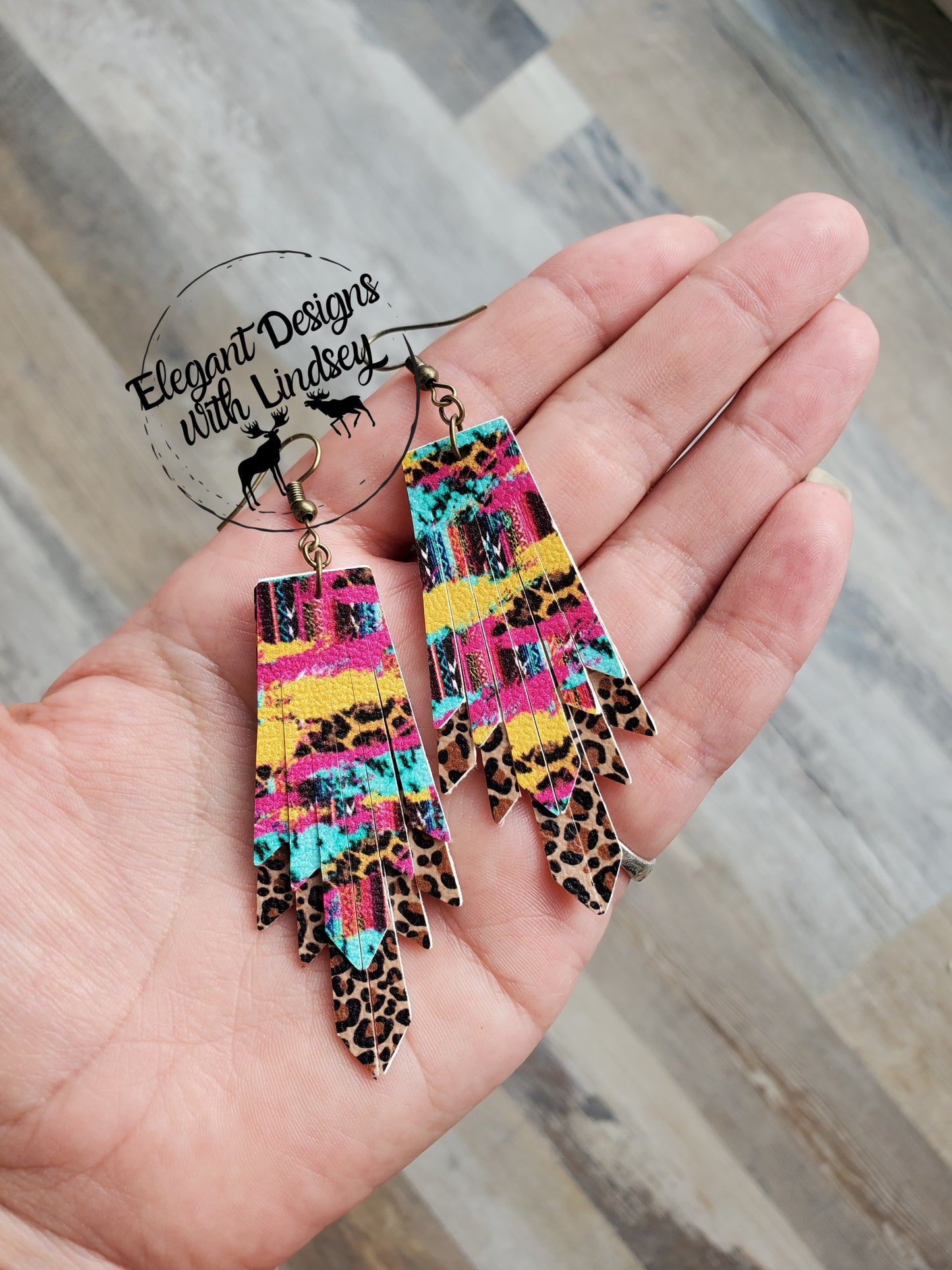 Cheetah Mini Boho Fring faux leather earrings