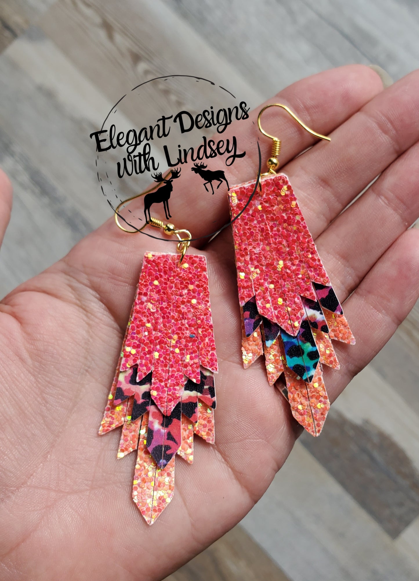 Rainbow Cheetah Mini Boho Fring faux leather earrings