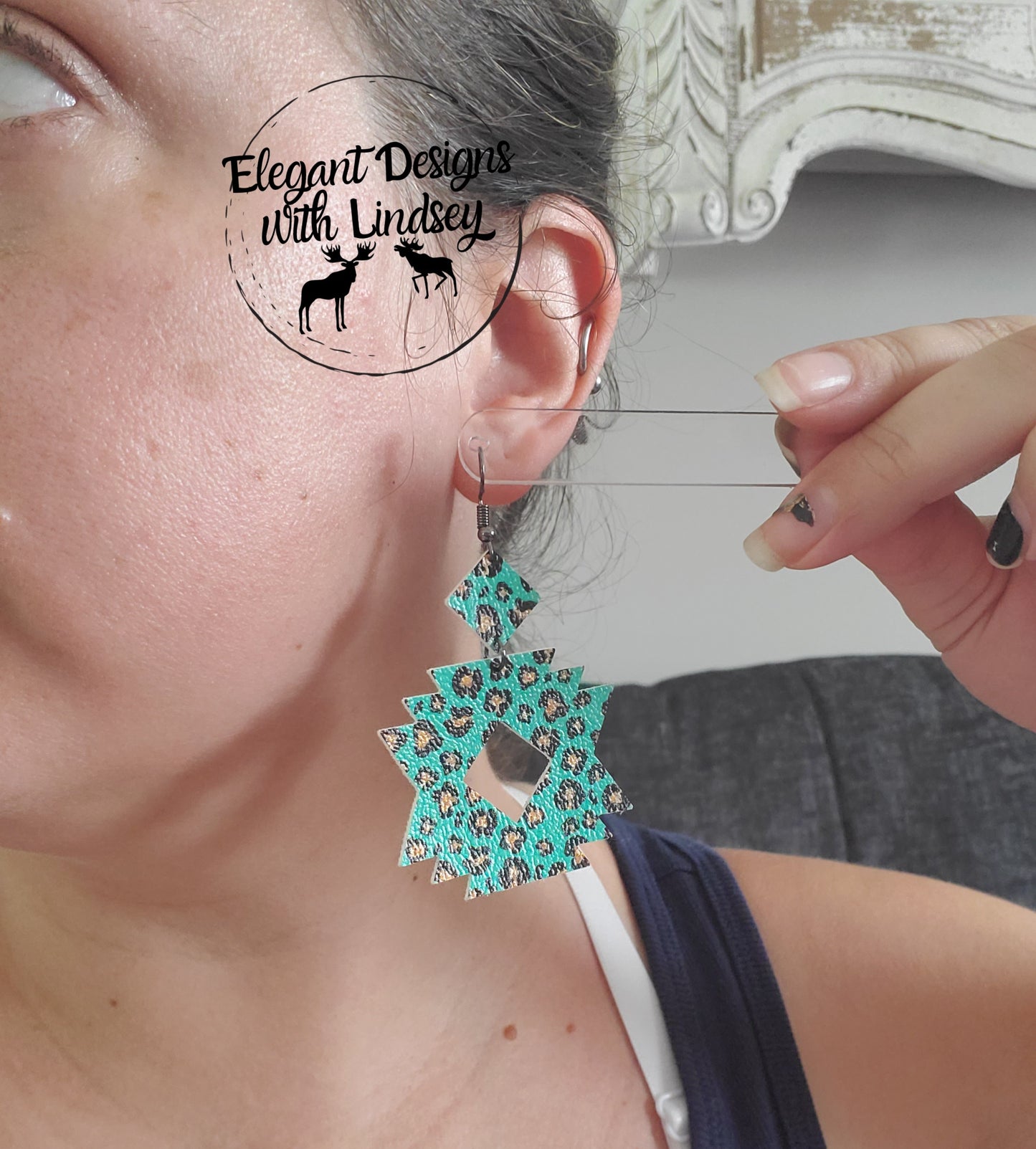 Aztec Faux leather earrings