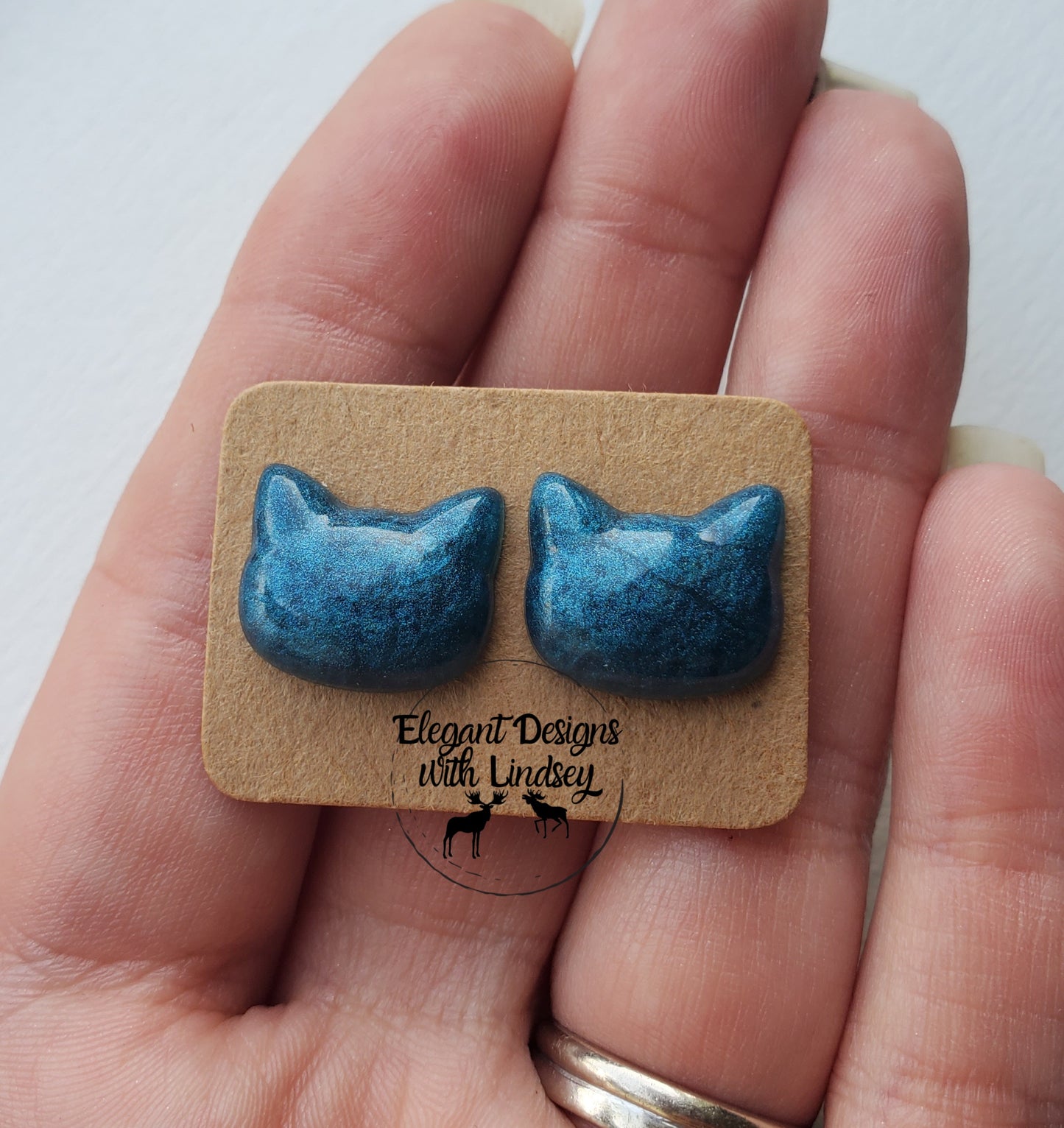 Cat Resin Stud Earrings