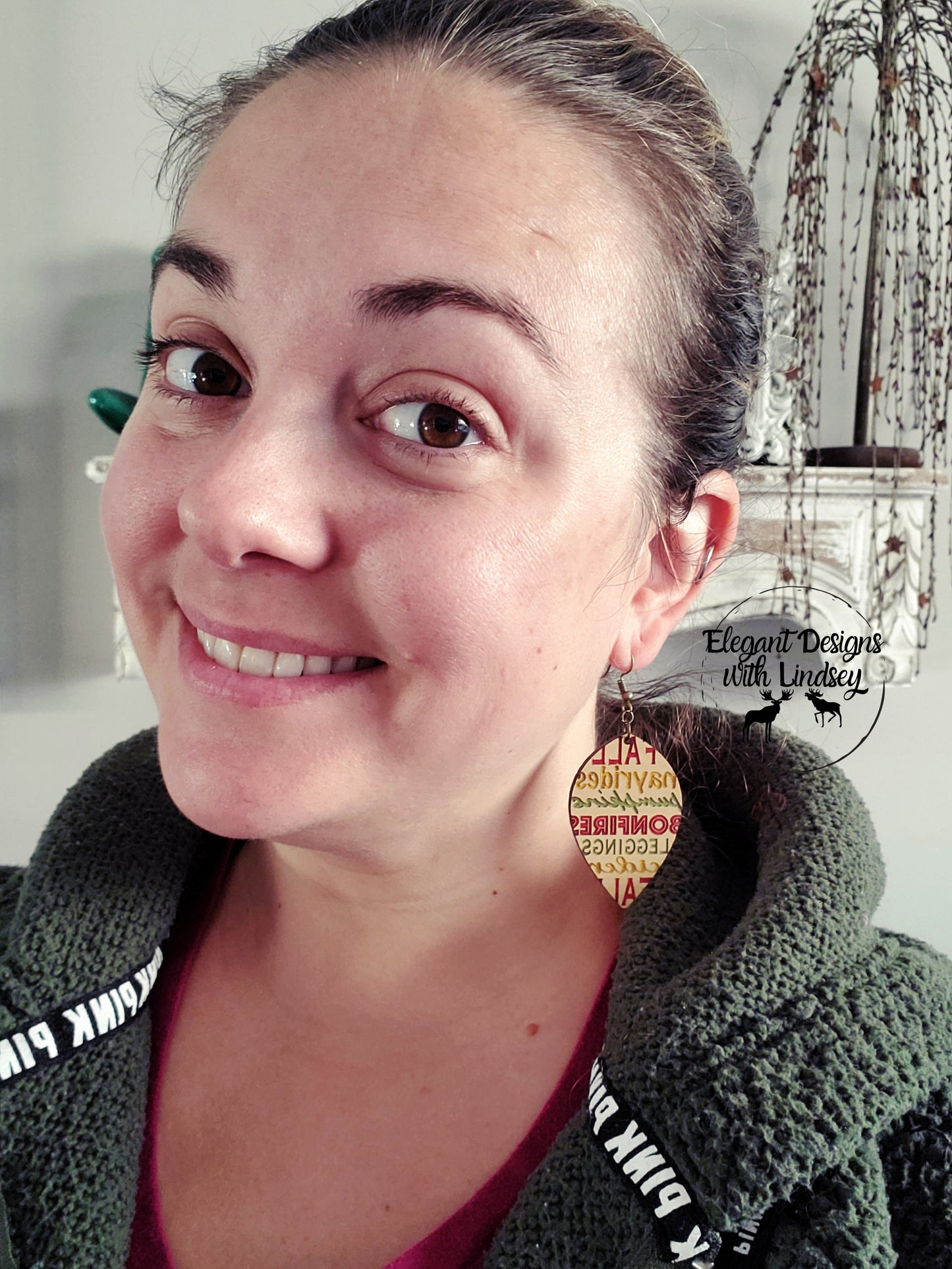 Fall words Wood Earrings