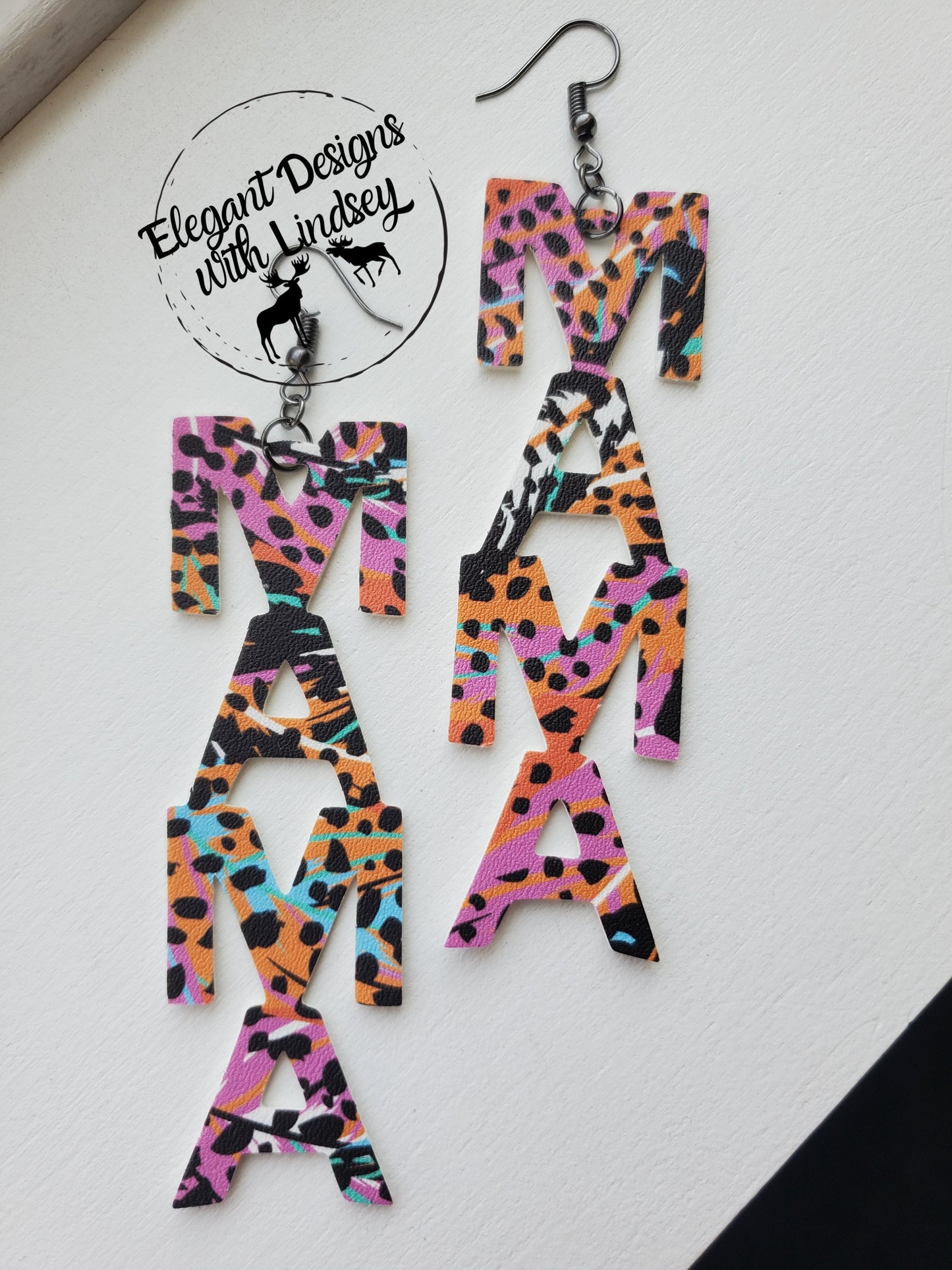 MAMA faux Leather Earrings