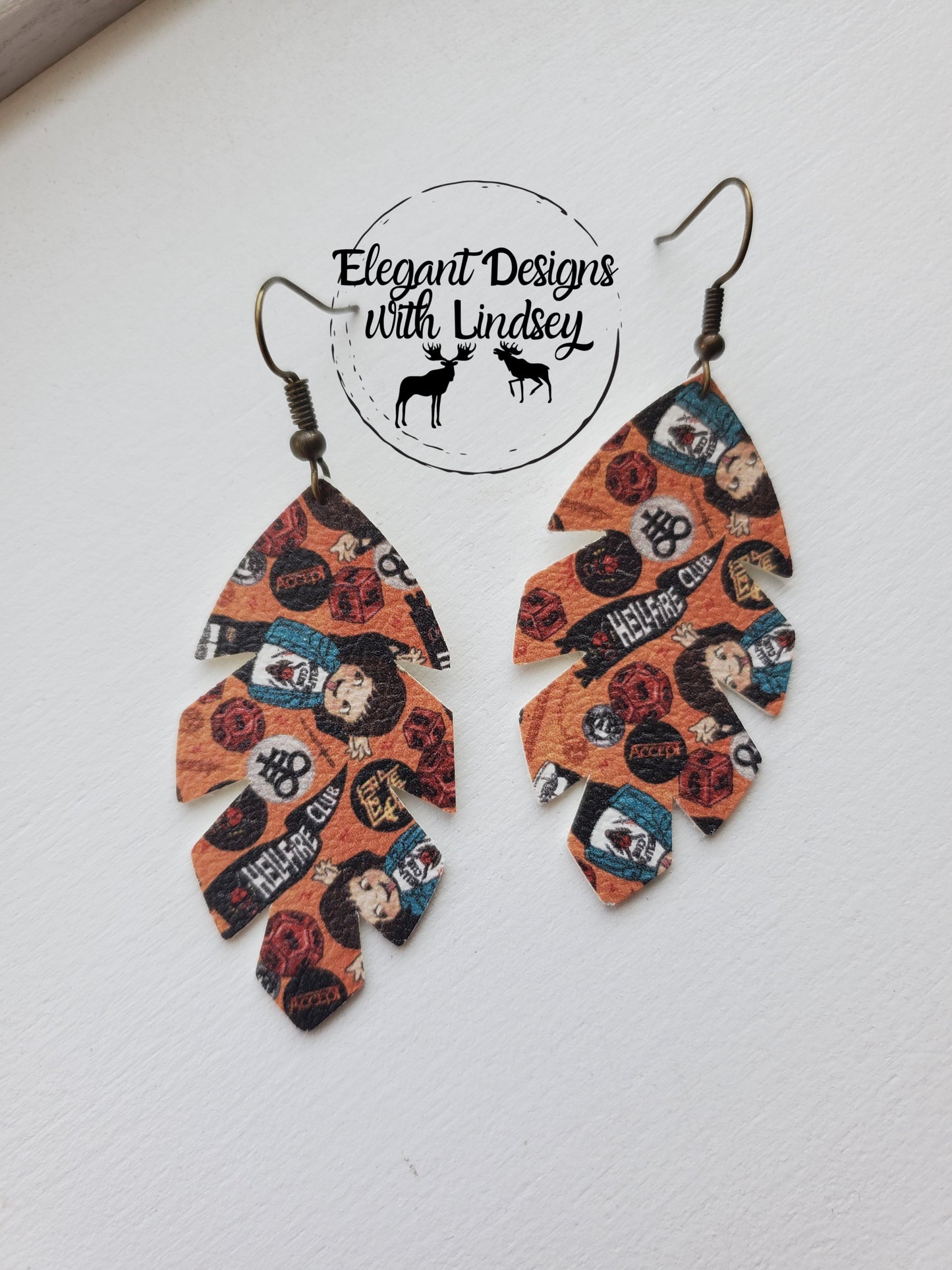 Eddie Feather Faux leather earrings