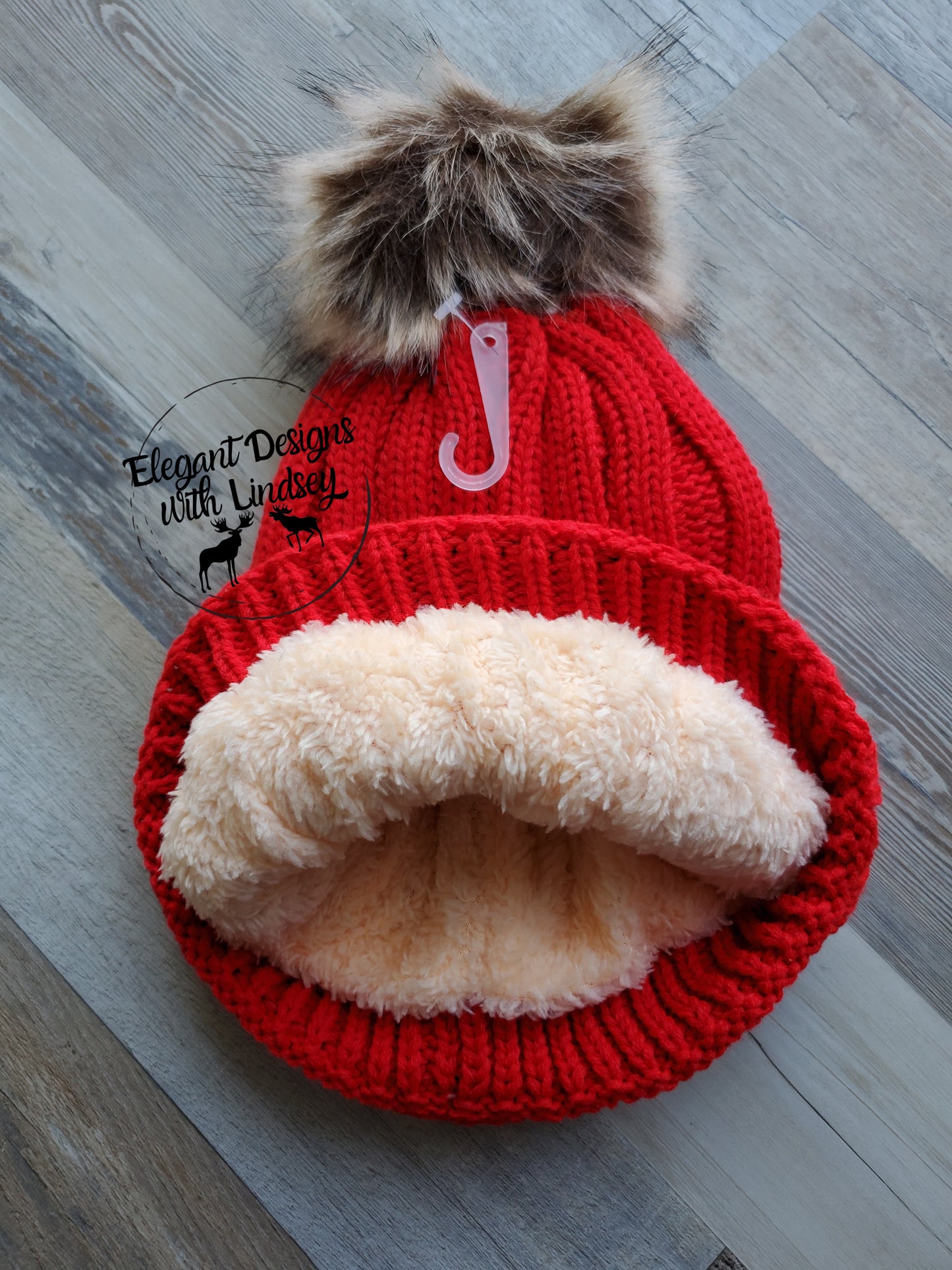 Red winters hat with pom
