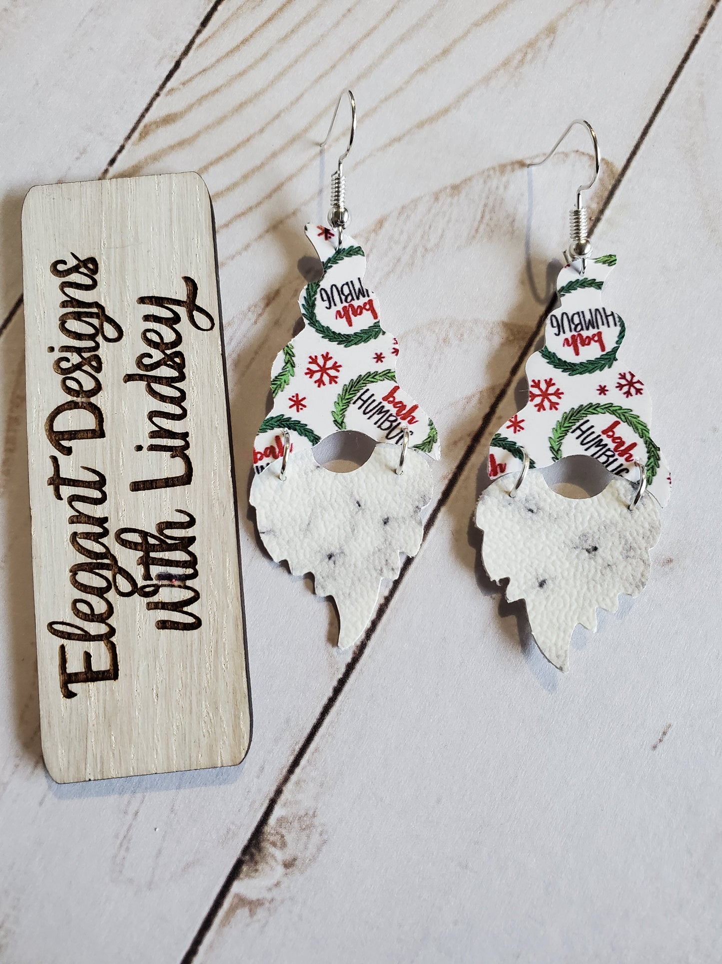 Christmas gnome faux leather earrings -s