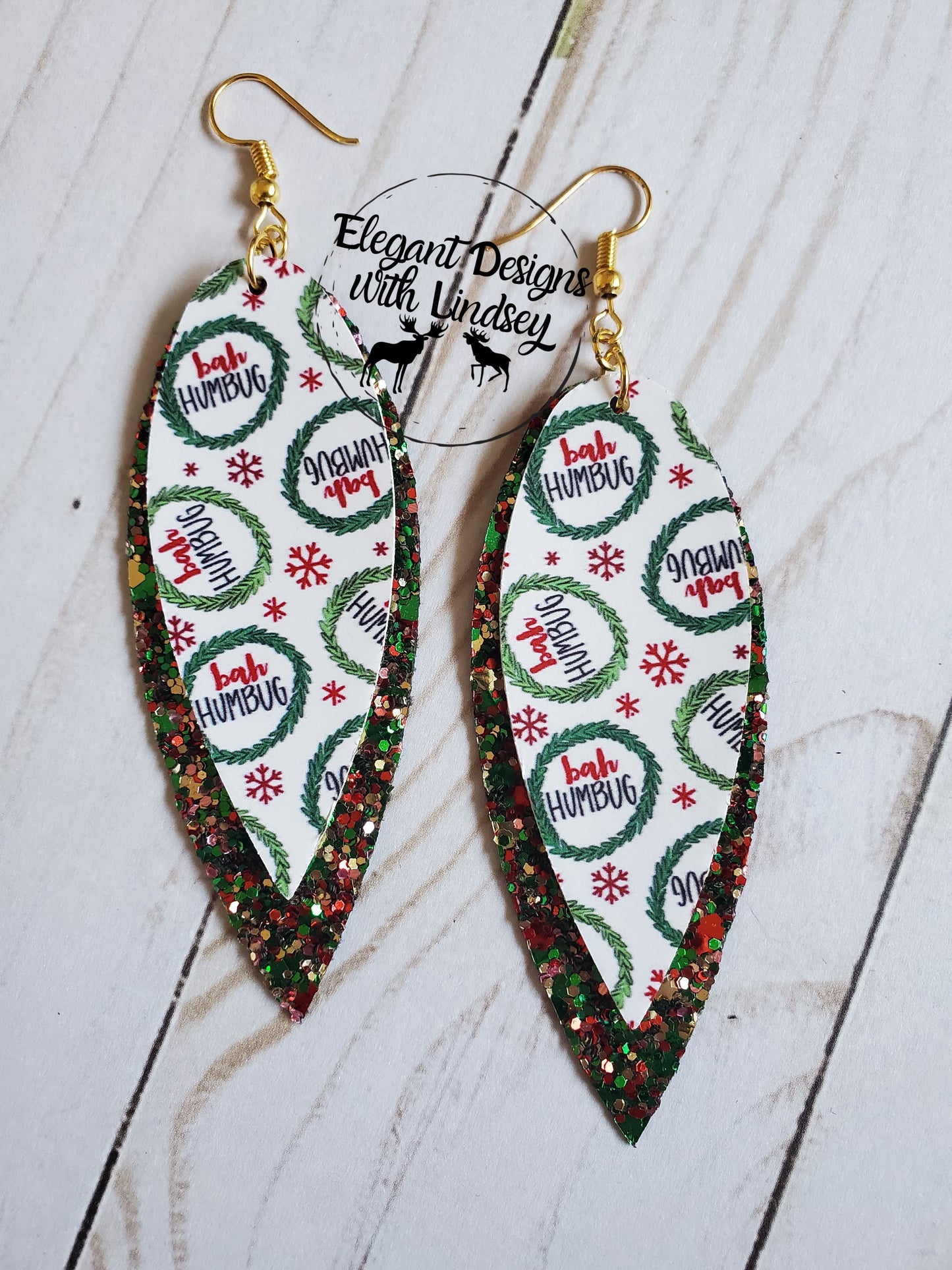 Bah Humbug Faux leather earrings