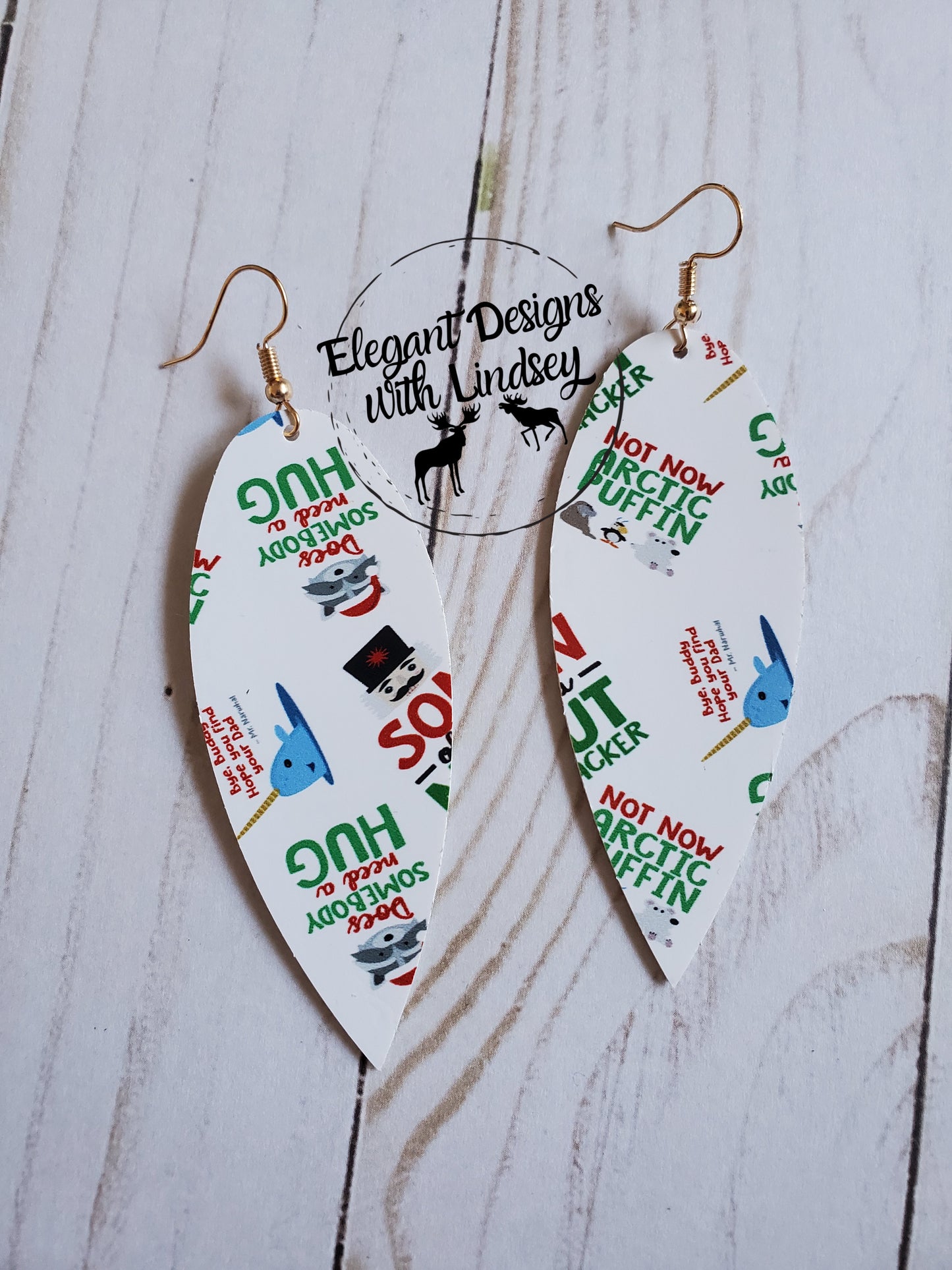 Christmas friend Faux leather earrings