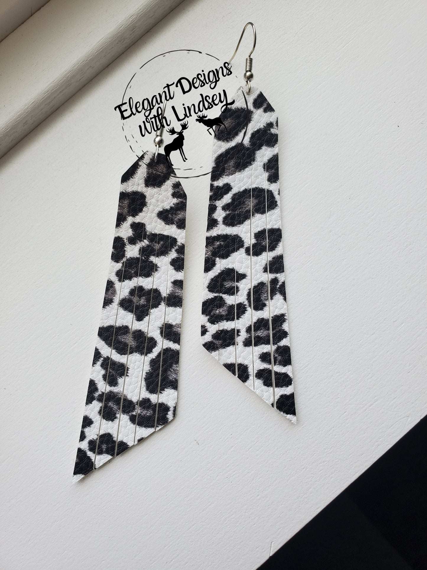 Angled Fringe Faux Leather Earrings