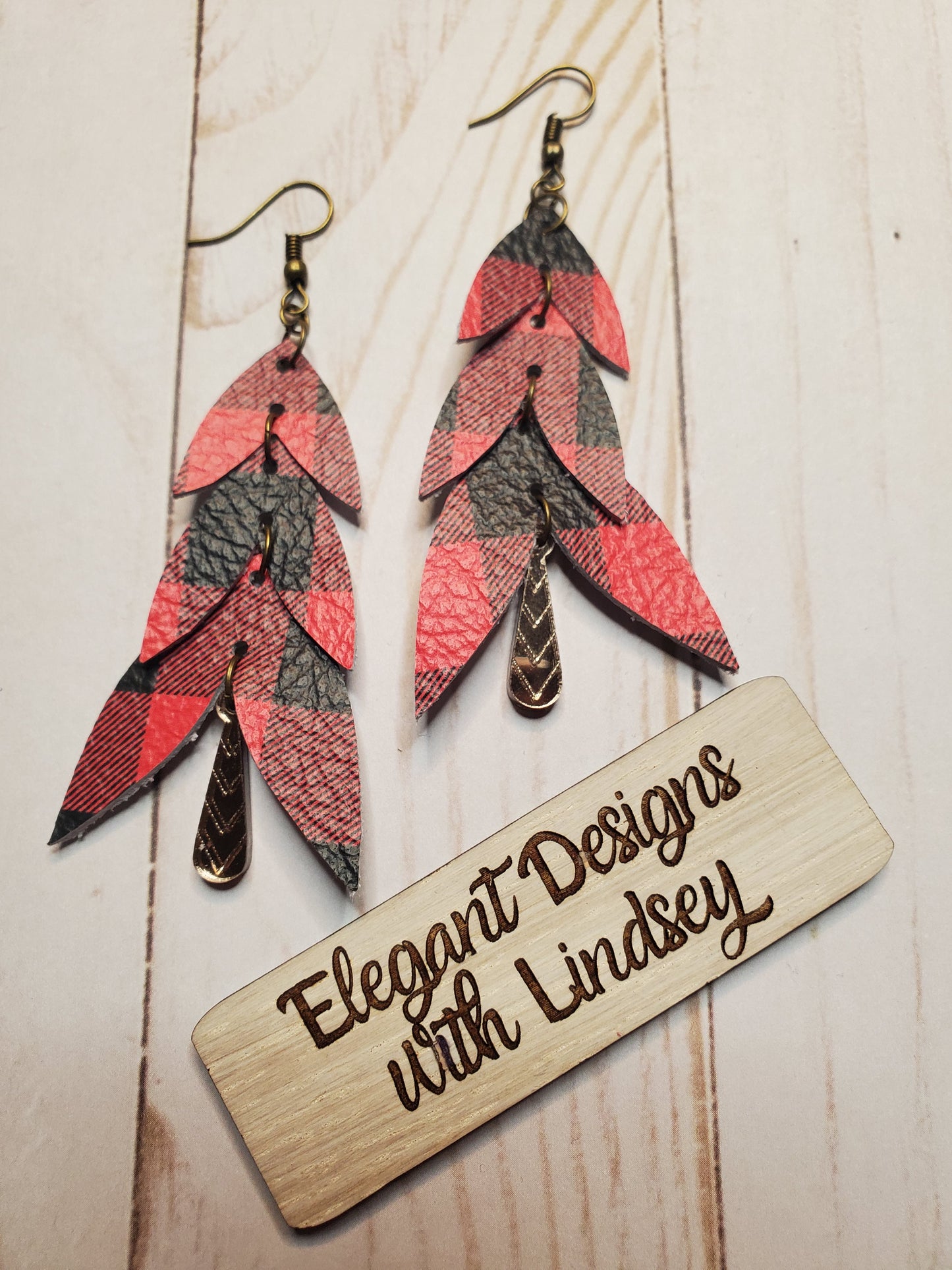 Tree Dangle genuine leather earrings