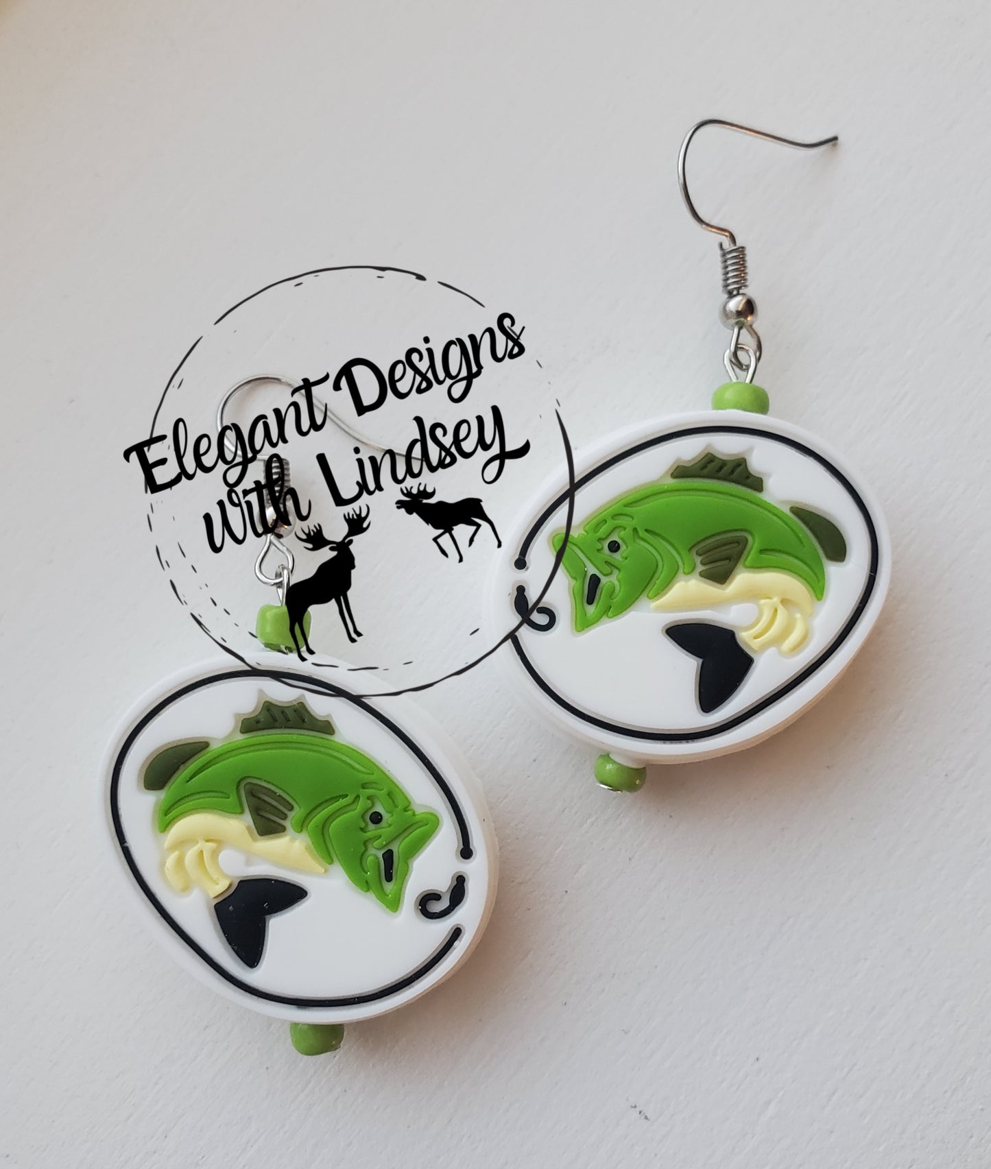 Hooked Fish Silicone Bead Earrings